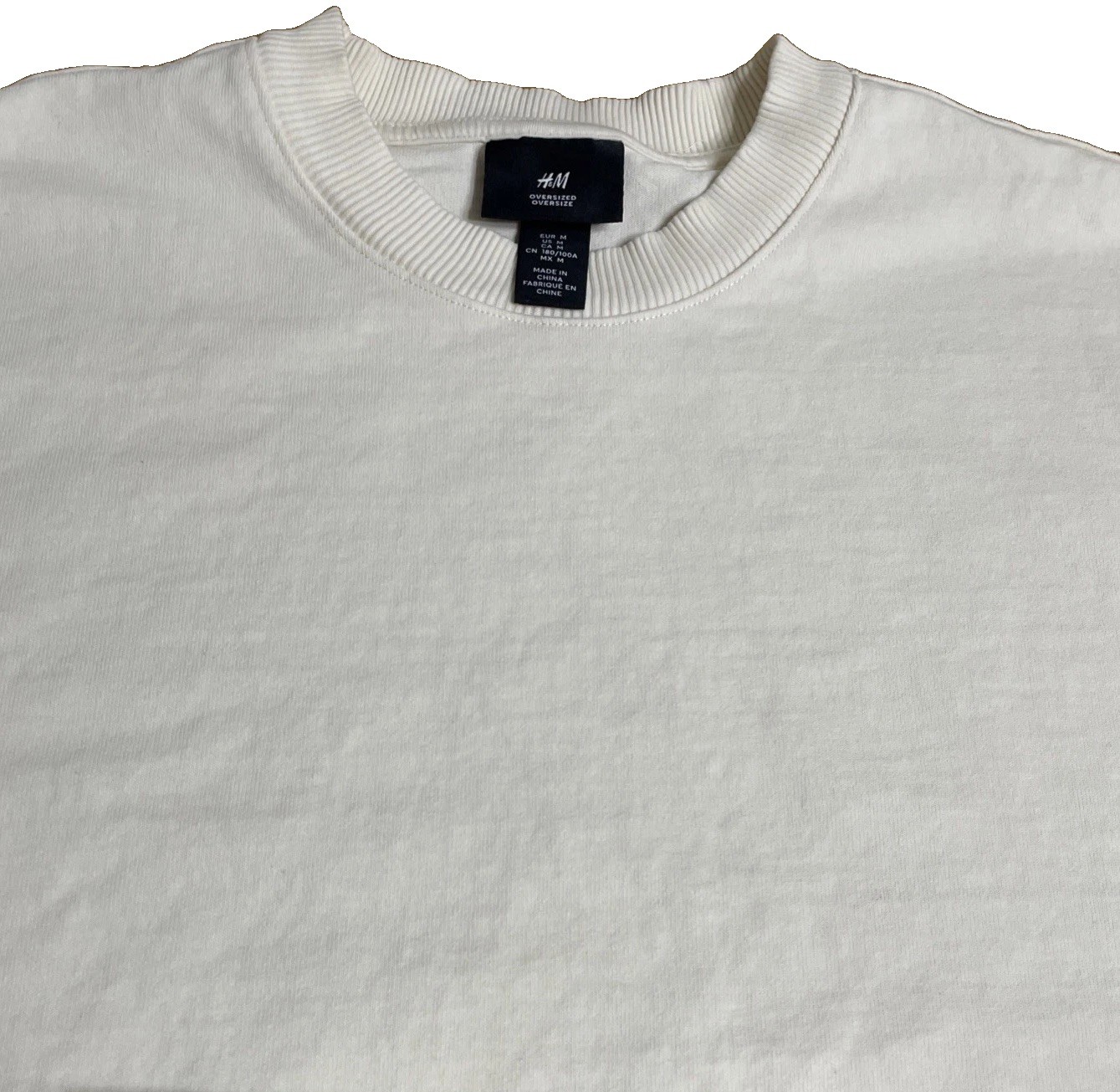 H&M  Heavyweight Oversized Fit Size M Sweatshirt Short Sleeve Cropped Ivory