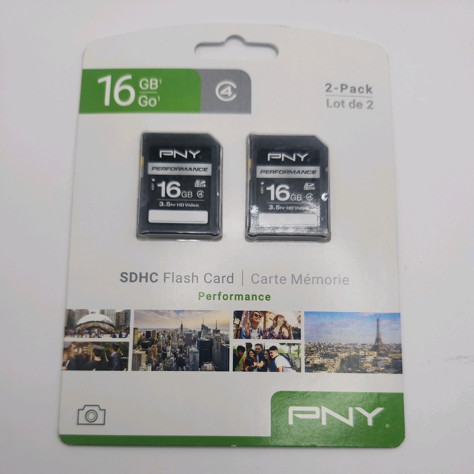 PNY 16GB Performance Class SDHC Card P-SDHC16G4X2-GE (2 PACK) Flash Cards (NEW)