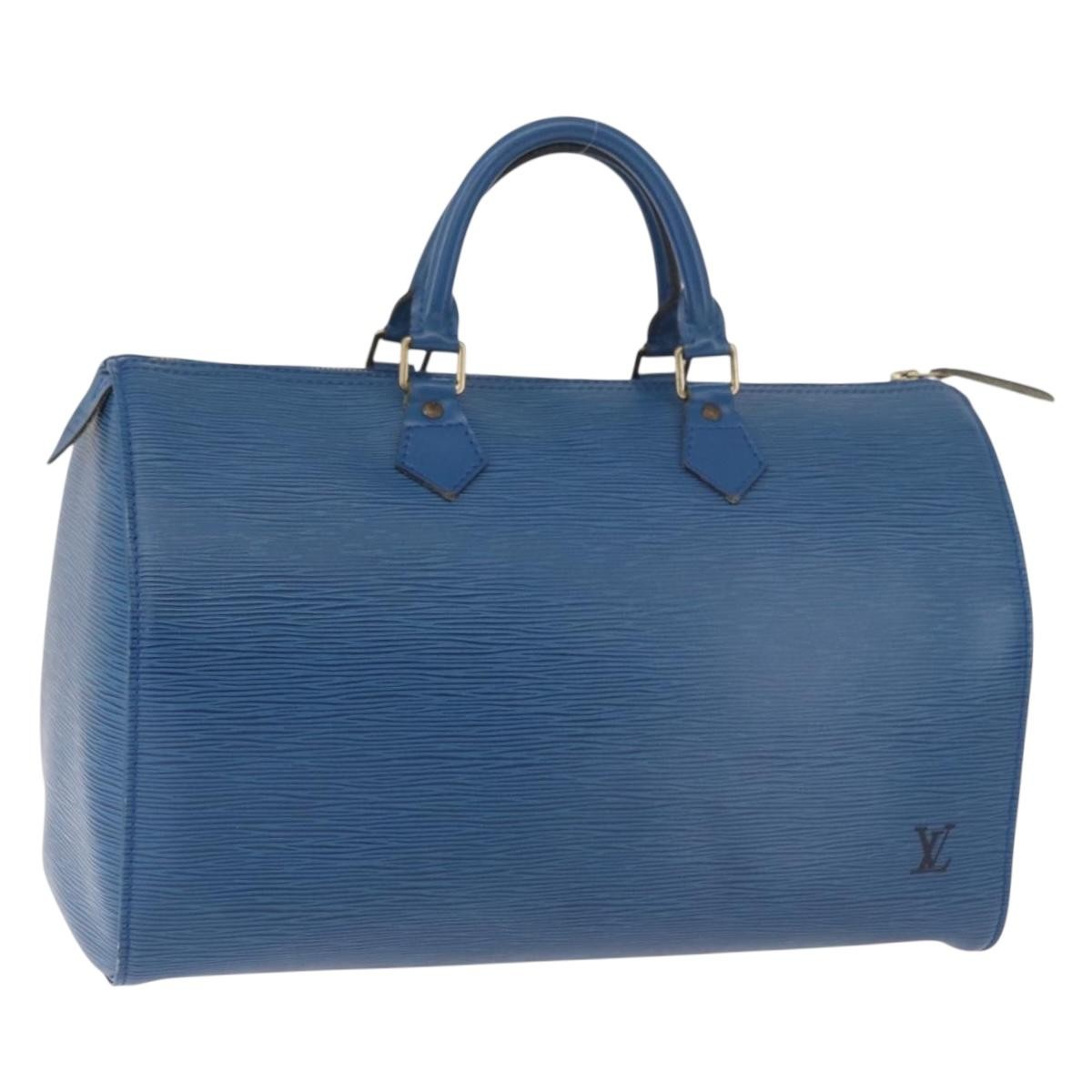 LOUIS VUITTON Epi Speedy 35 Hand Bag Toledo Blue M42995 Auth Vintage Good