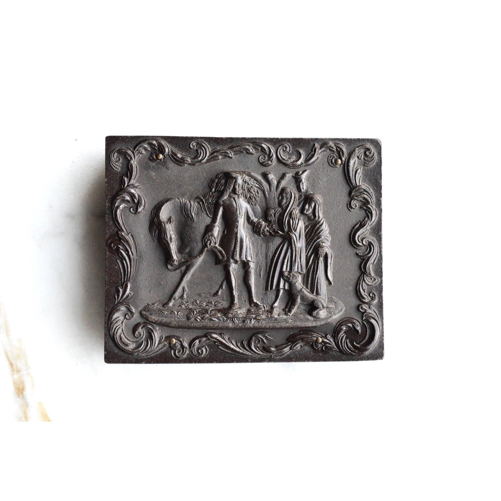Antique 1850's Quarter Plate Thermoplastic Union Case Historical Horse and Dog