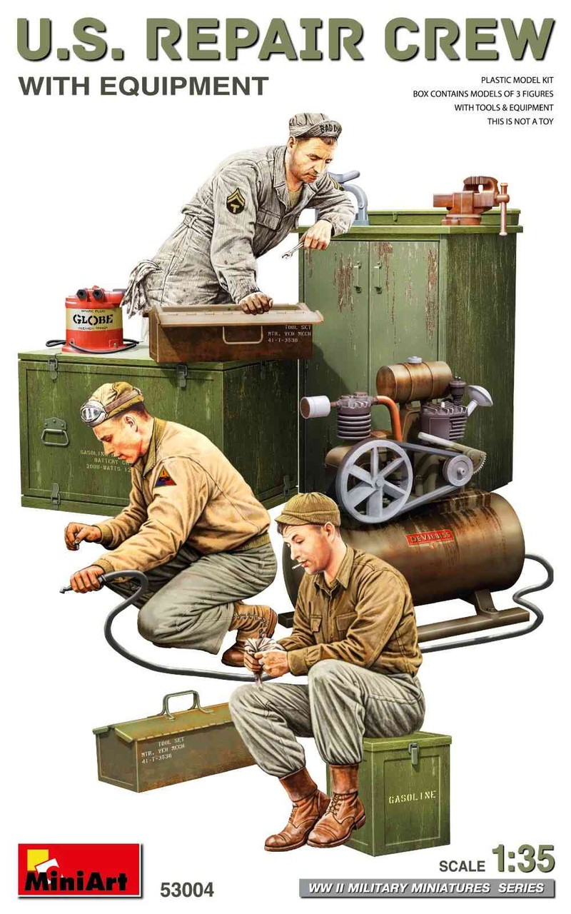 MIA53004 1:35 MiniArt US Repair Crew With Equipment Figure Set MIA53004 1:35 MiniArt US Repair Crew With Equipment Figure Set