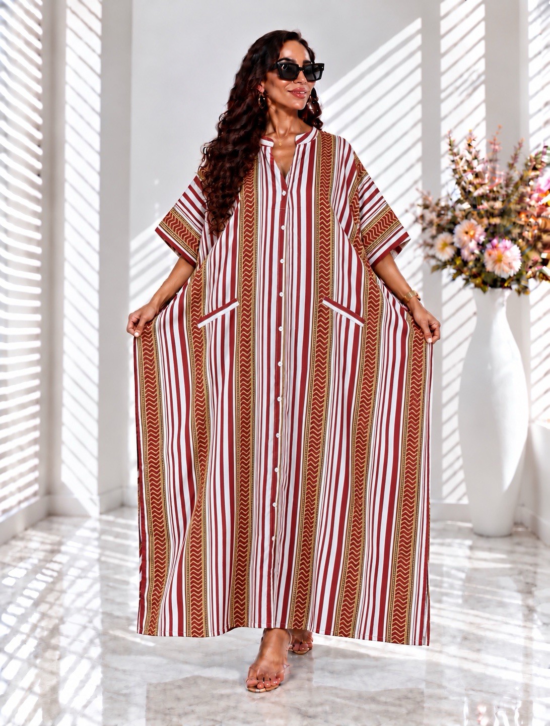 Women Kaftan Maxi Plus Size Satin Silk Long Caftan Beachwear Wedding Party Dress