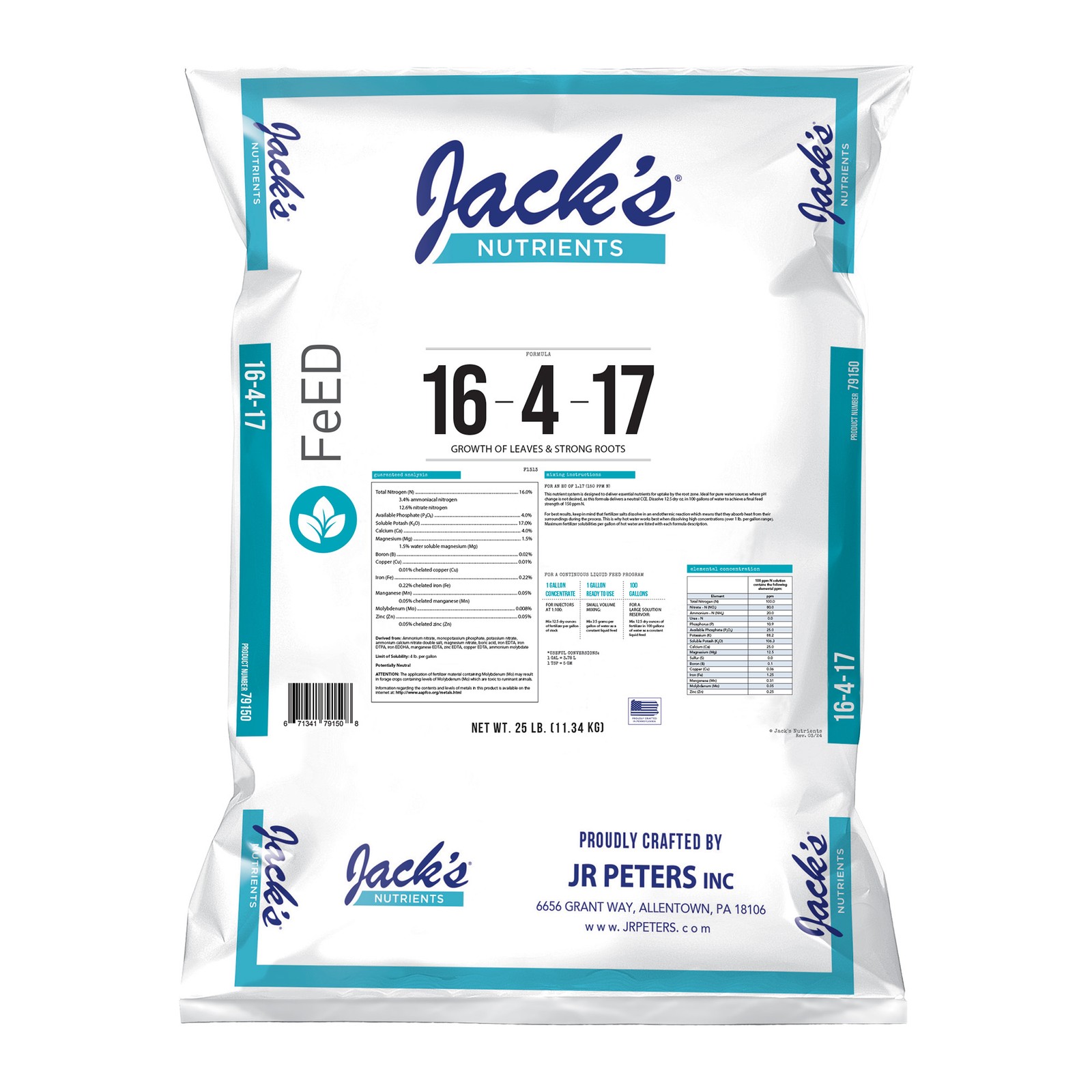 Jack's Nutrients 16-4-17 Hydroponic Fertilizer for Vegetative Growth, 25lbs Jack's Nutrients 16-4-17 Hydroponic Fertilizer for Vegetative Growth, 25lbs