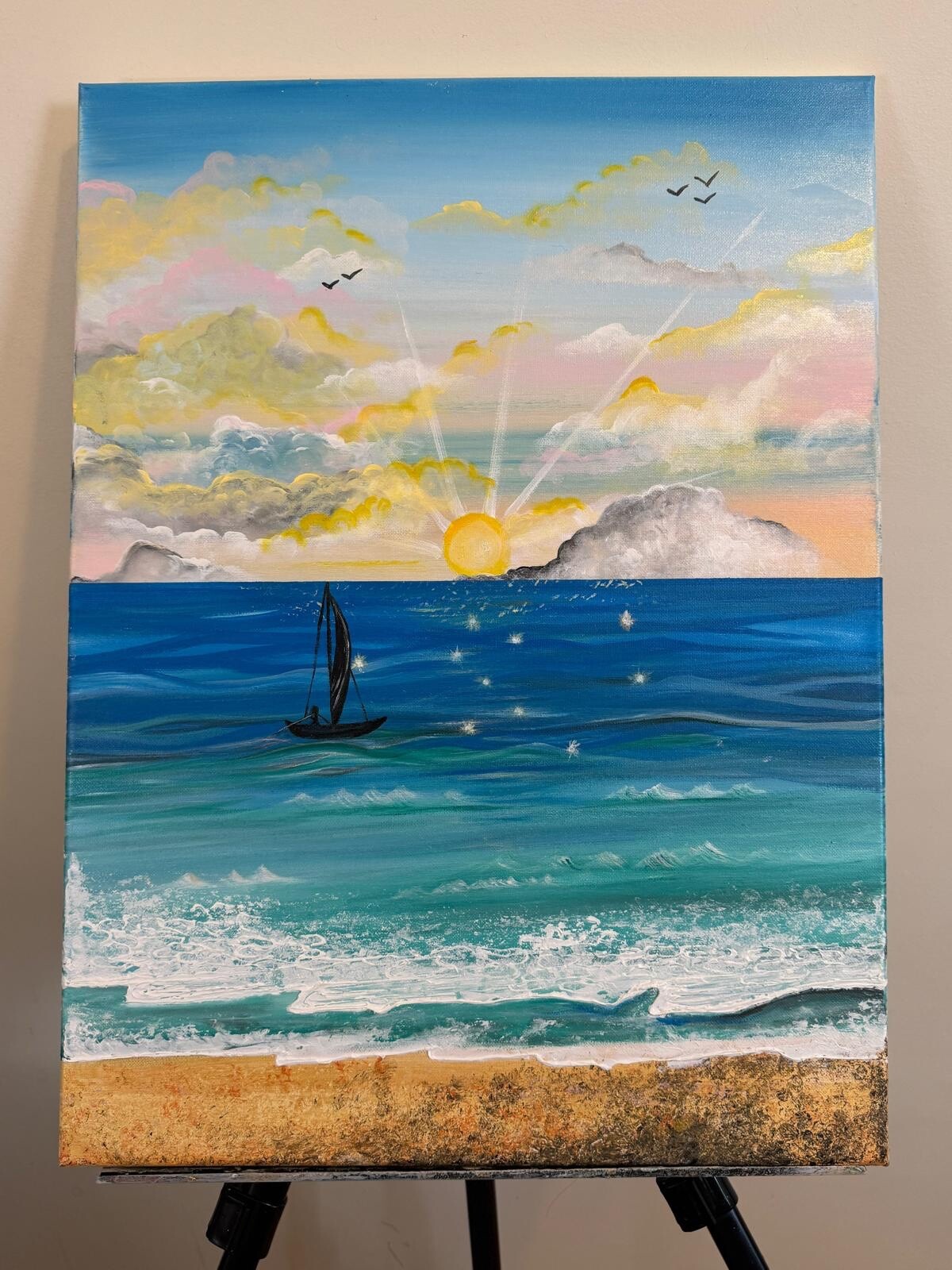 Serene Sunrise Over the Ocean - Sailing into Tranquility Serene Sunrise Over the Ocean - Sailing into Tranquility