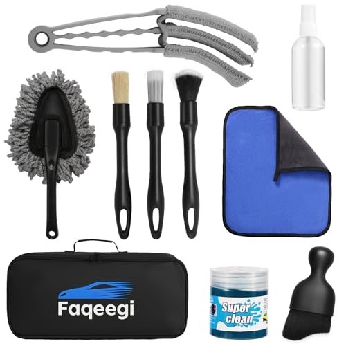 10-Piece Car Interior Cleaning Kit Boar Hair Brushes Gel Spray Bottle Set