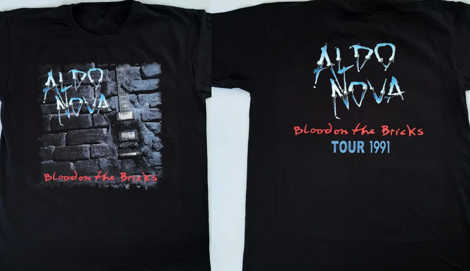 VTG Aldo Nova - Blood on the Bricks Tour \'91 Cotton Black T Shirt S-5XL AG680