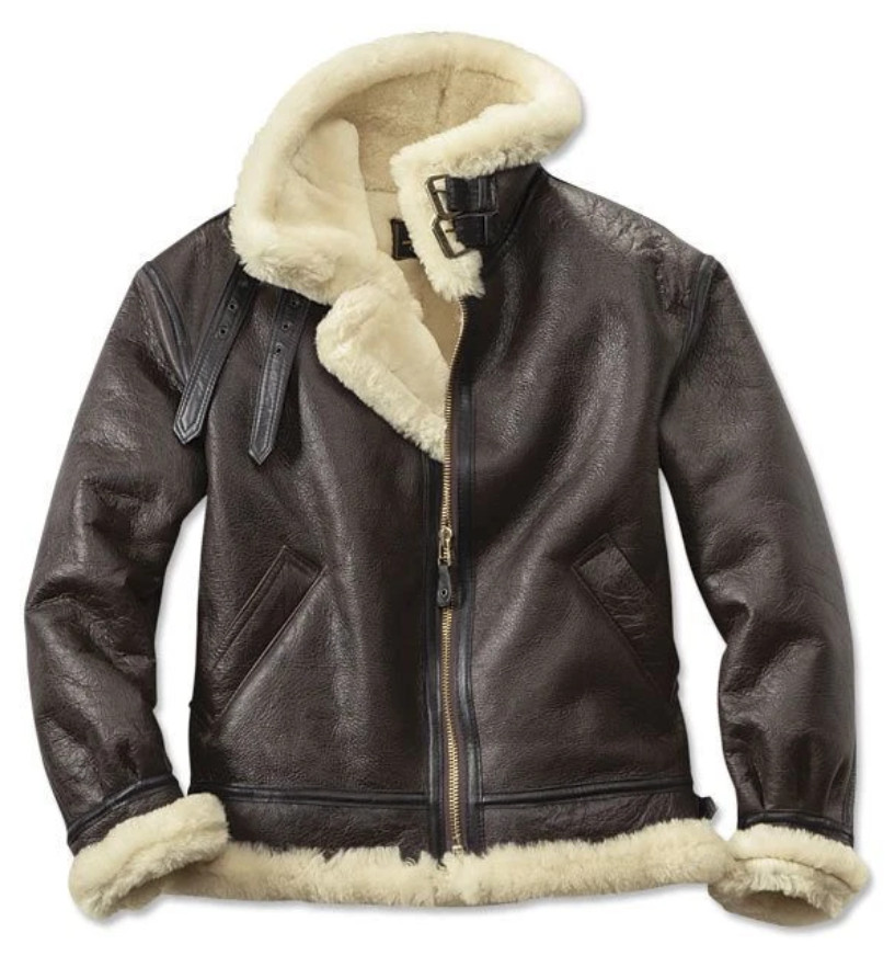 B3 RAF Aviator Shearling Bomber Jacket Real Sheepskin Flight Pilot Coat