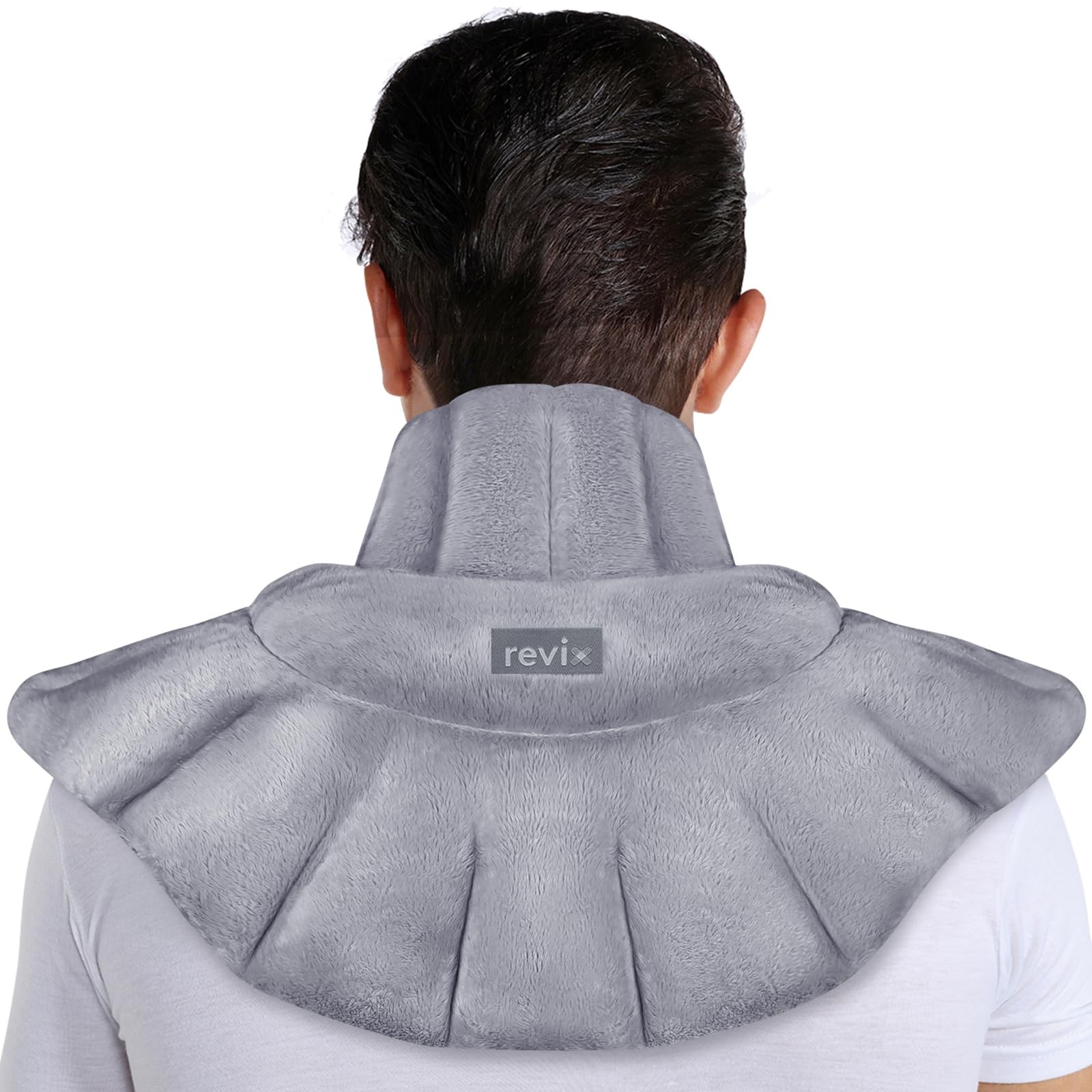 REVIX Microwavable Heating Pad for Neck Shoulders & Back, Moist Heat, Gray