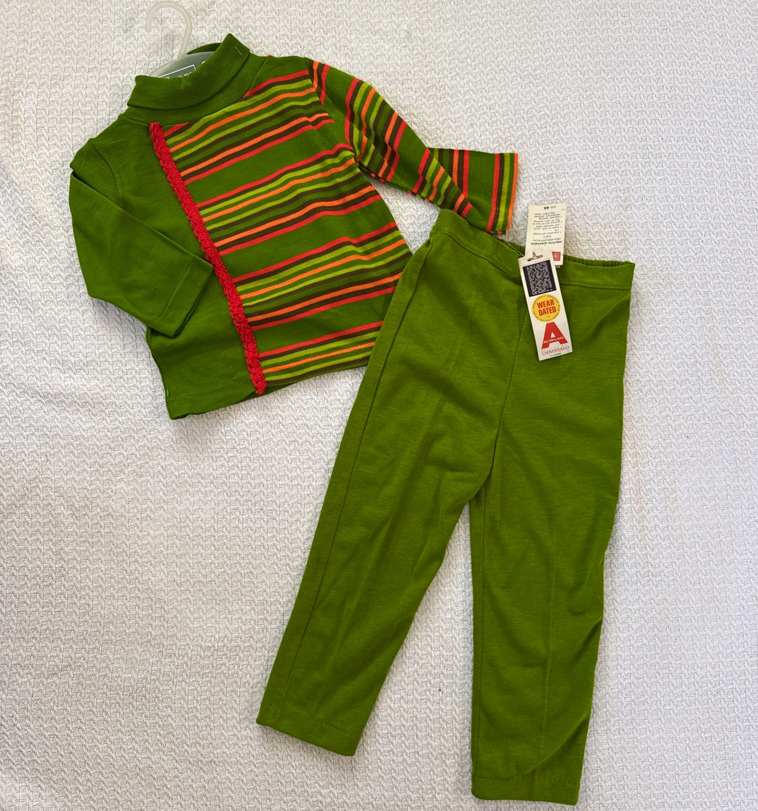 NWT VTG 60s Sears Green Stripe Pants & Long Sleeve Top 2 pc Youth Girl Sz 6X NWT VTG 60s Sears Green Stripe Pants & Long Sleeve Top 2 pc Youth Girl Sz 6X