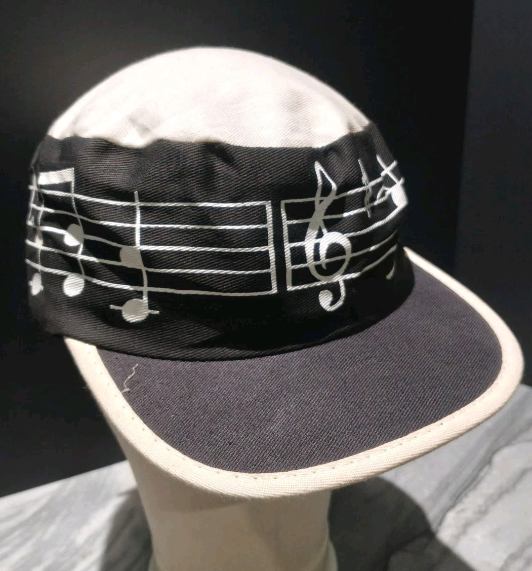 Vintage Sheet Music Notes Painters Hat Cap Adjustable VTG 1980s MUSICAL THEORY 
