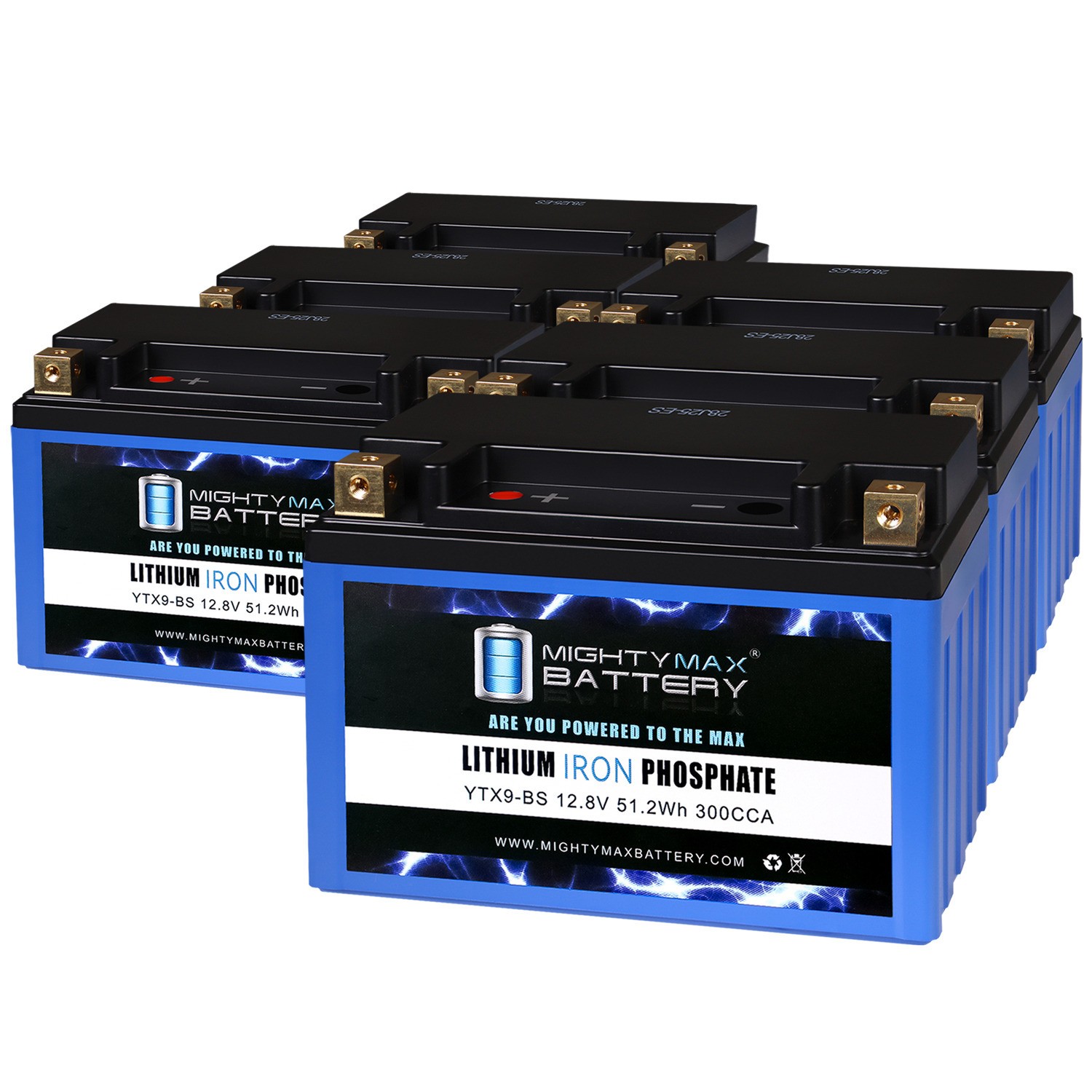 Mighty Max YTX9-BS Lithium Battery Compatible with Chrome YTX9-BS - 6 Pack