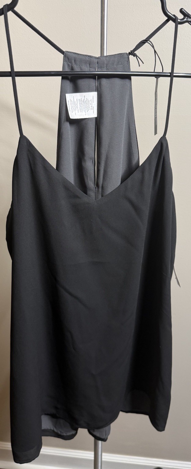 ❤️Express Barcelona Cami Top Womens Medium Black Spaghetti Strap Back Keyhole