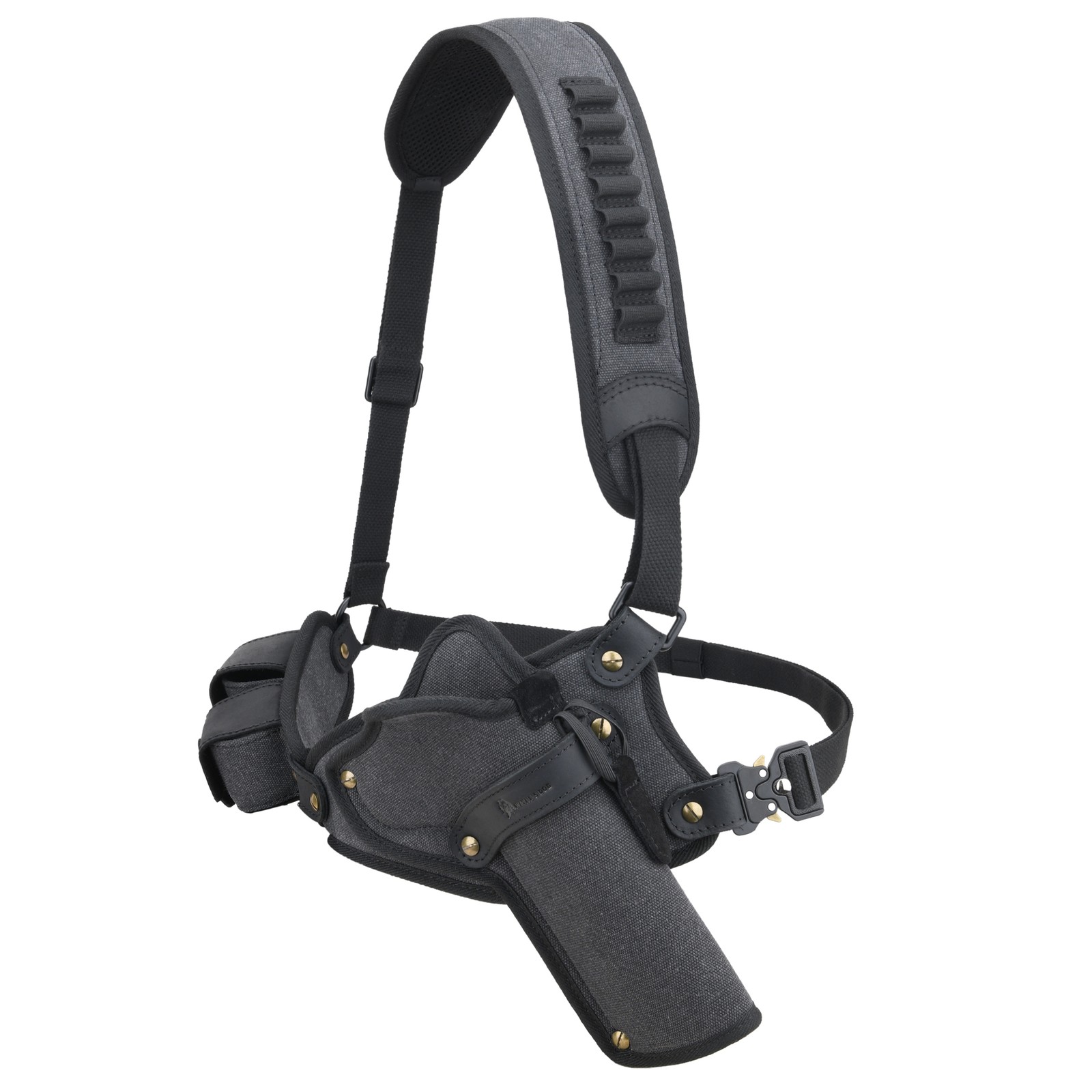 Canvas Chest Holster Revolver Holster with Removable Quick-Load Pouch for Right