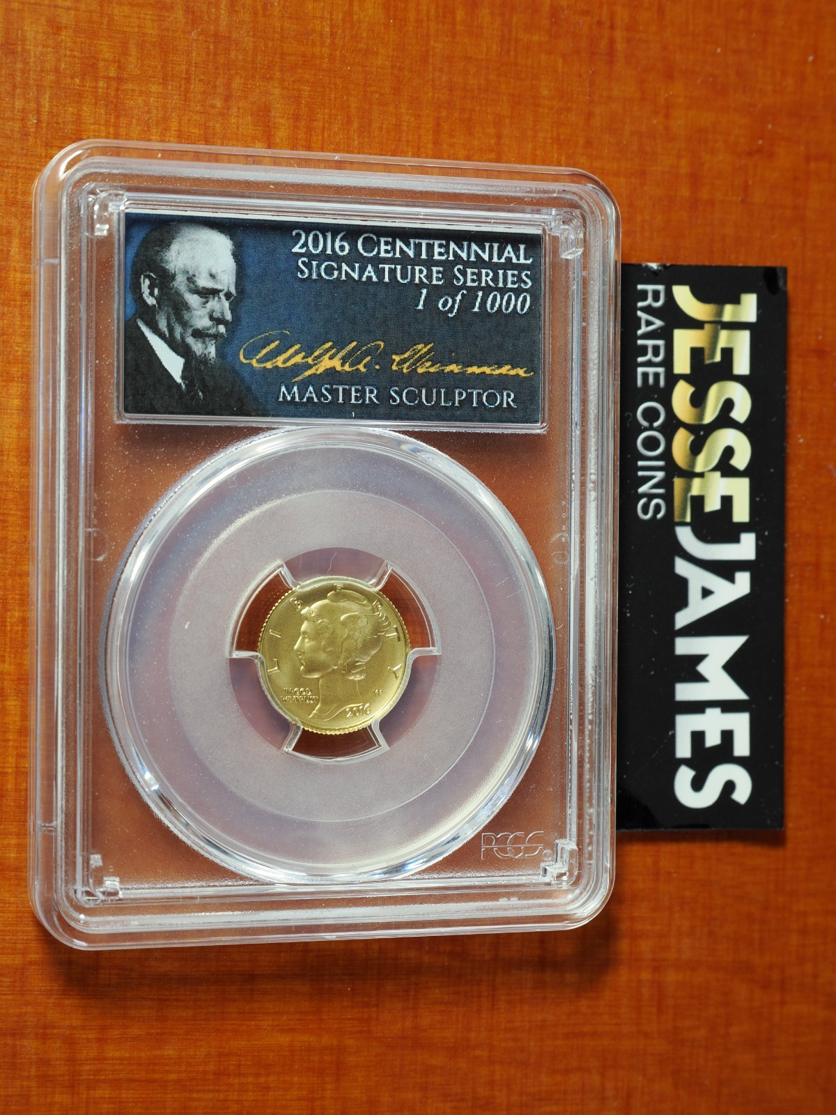 2016 W 10C GOLD MERCURY DIME PCGS SP70 FIRST STRIKE ADOLPH WEINMAN LABEL