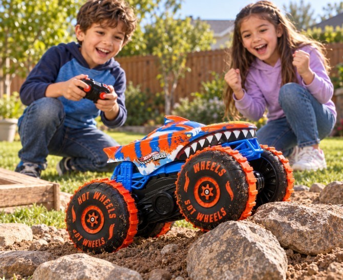 Hot Wheels Monster Trucks Tiger Shark Climber RC Remote-Control Stunt Truck