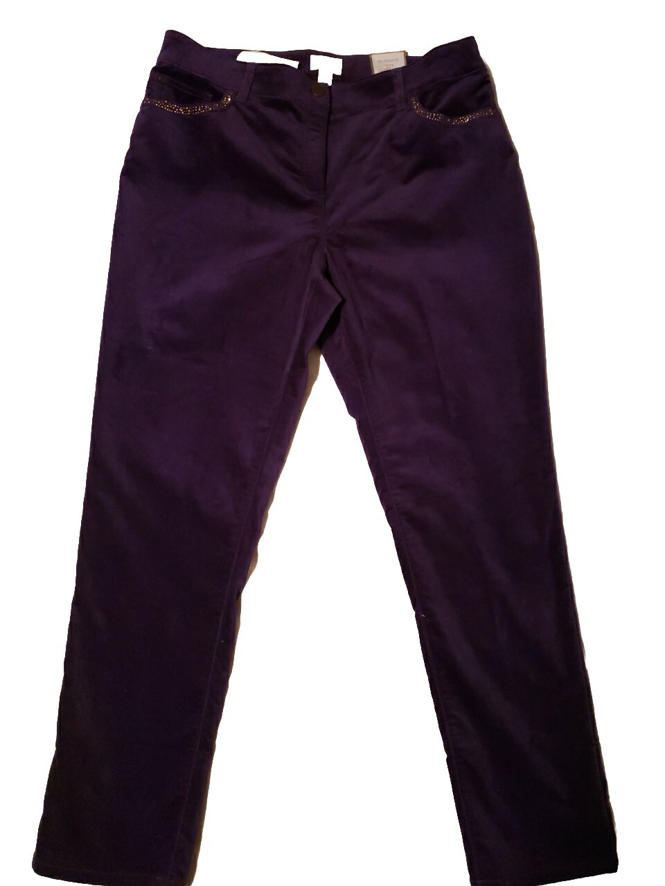 Chicos Embellished Velveteen Jegging 30.5 In HIMALAYAN PURPLE. Size 2.5. New