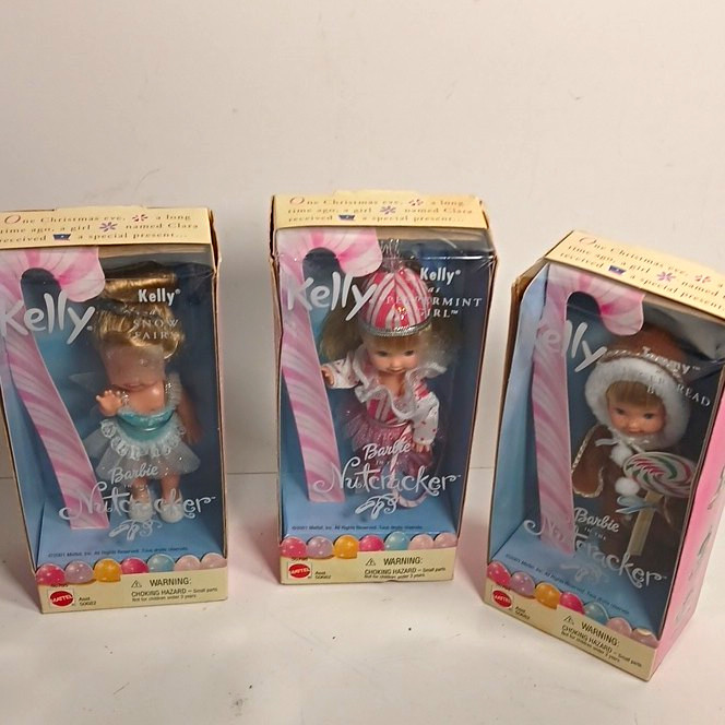 Mattel Barbie Nutcracker Kelly Dolls Lot of 3 Snow Fairy Peppermint Tommy 2001