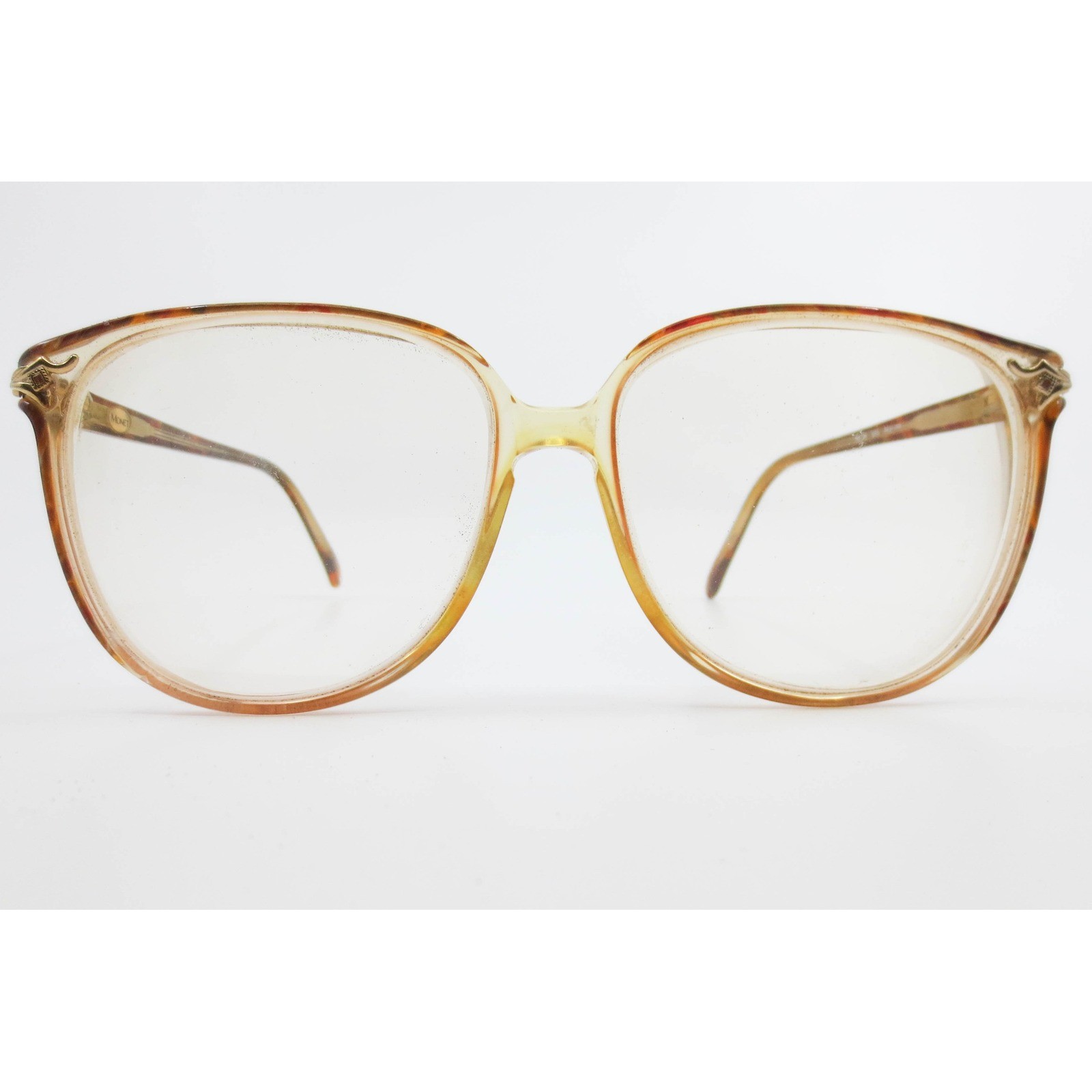 Monet MT-28 BRN Marine Eyeglasses Brown Tortoise Oversized Round Frames Gold