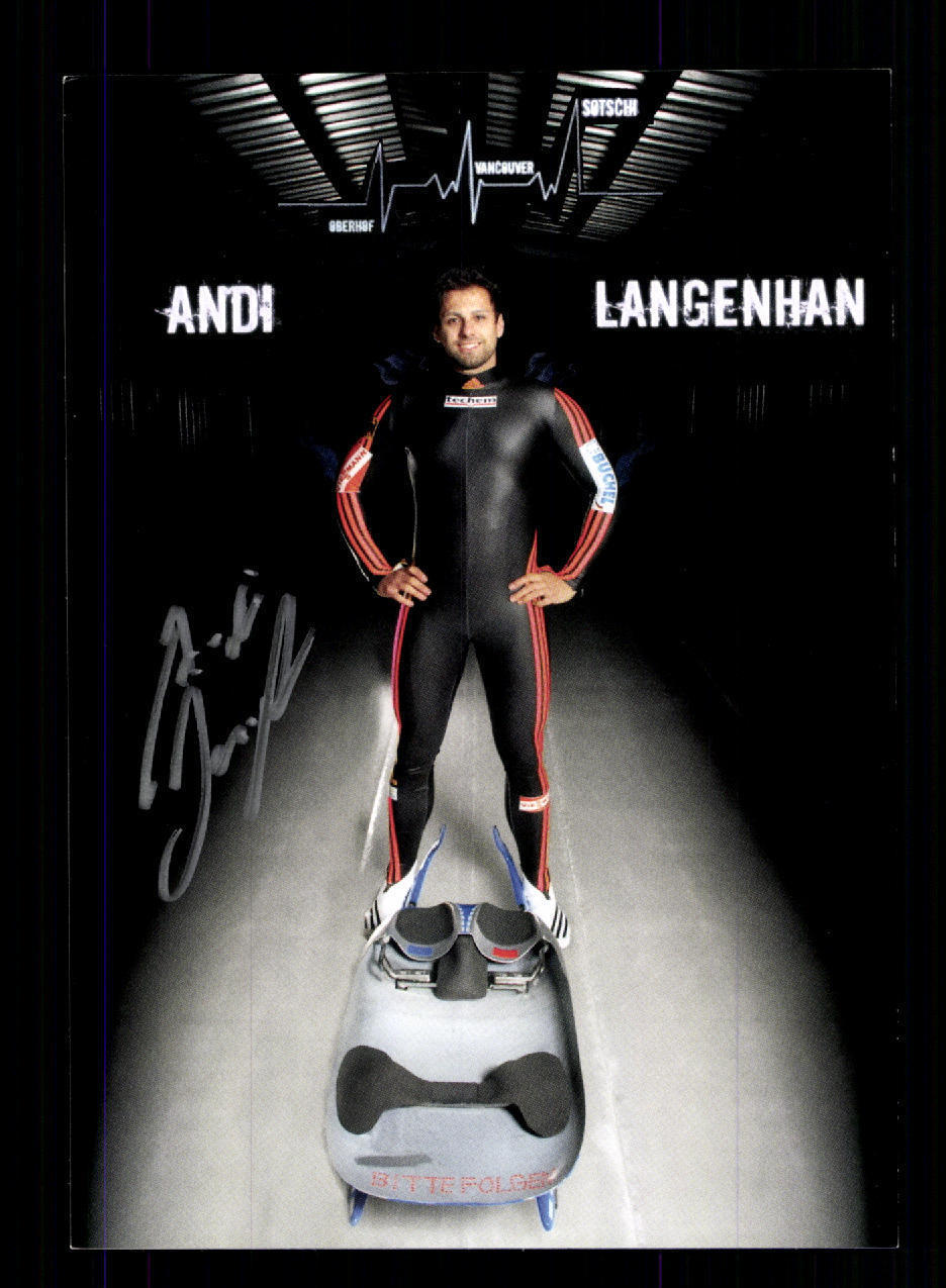 Andi Langenhan autograph card original signed tobogganing +A 177654