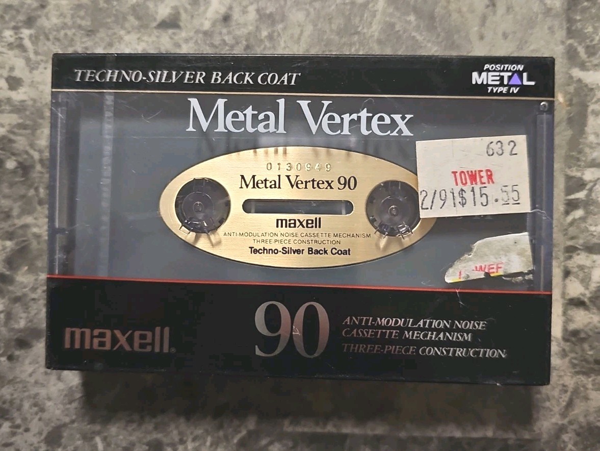 Maxell Vertex 90 audio cassette blank tape sealed Made in Japan Type IV v2