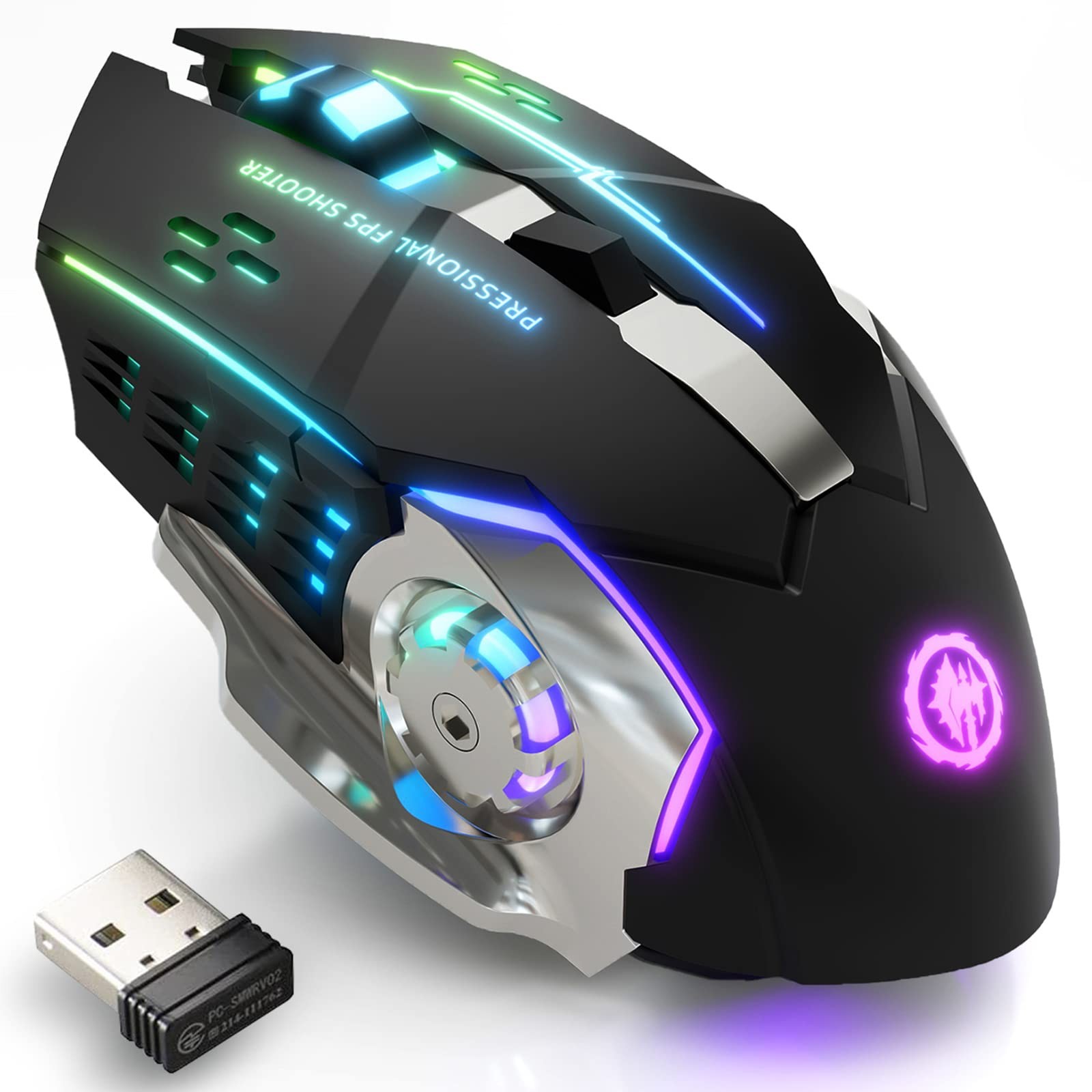 MELOGAGA Wireless Gaming Mouse Bluetooth/2.4G RGB Rechargeable -Black Black MELOGAGA Wireless Gaming Mouse Bluetooth/2.4G RGB Rechargeable -Black Black