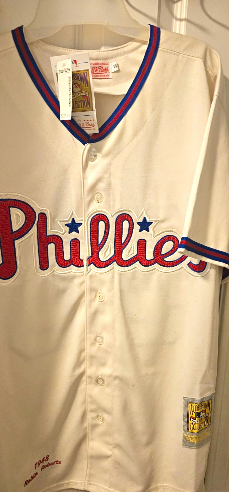 Mitchell & Ness Philadelphia Phillies Robin Roberts 1948 Button Jersey White 48