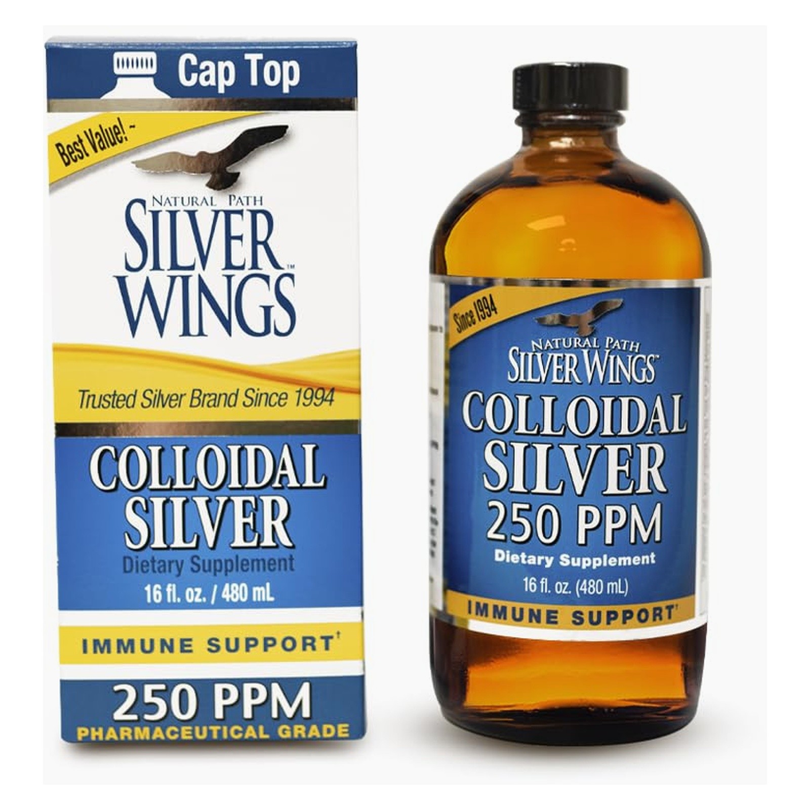 Natural Path/Silver Wing Colloidal Silver, 250 PPM, 16 oz. EXP 03/28