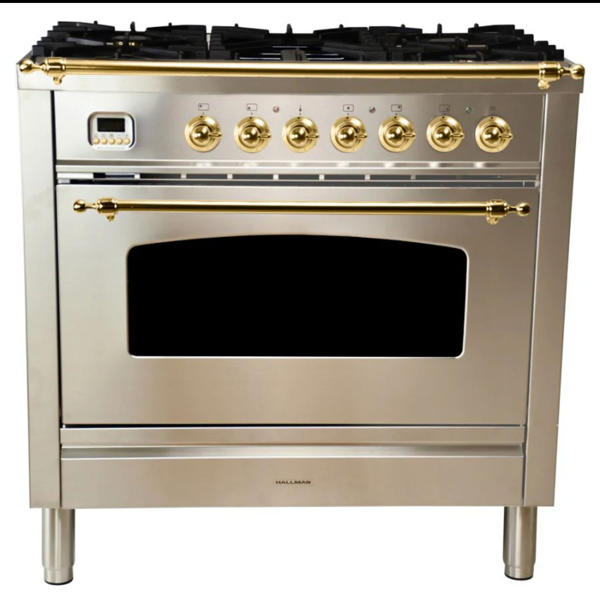 Hallman 36 in. Single Oven All Gas Italian Range, LP Gas, Brass Trim HGR36BSLP
