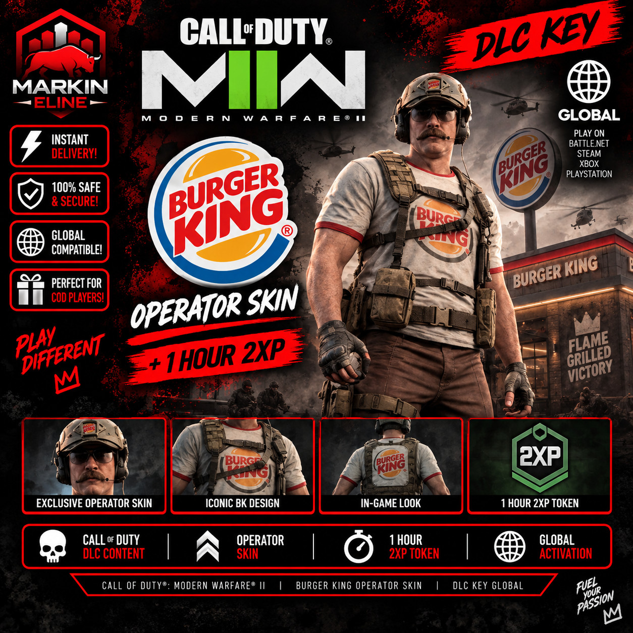 CALL OF DUTY: MODERN WARFARE II |🔥 BURGER KING OPERATOR SKIN  (DLC) GLOBAL ✅