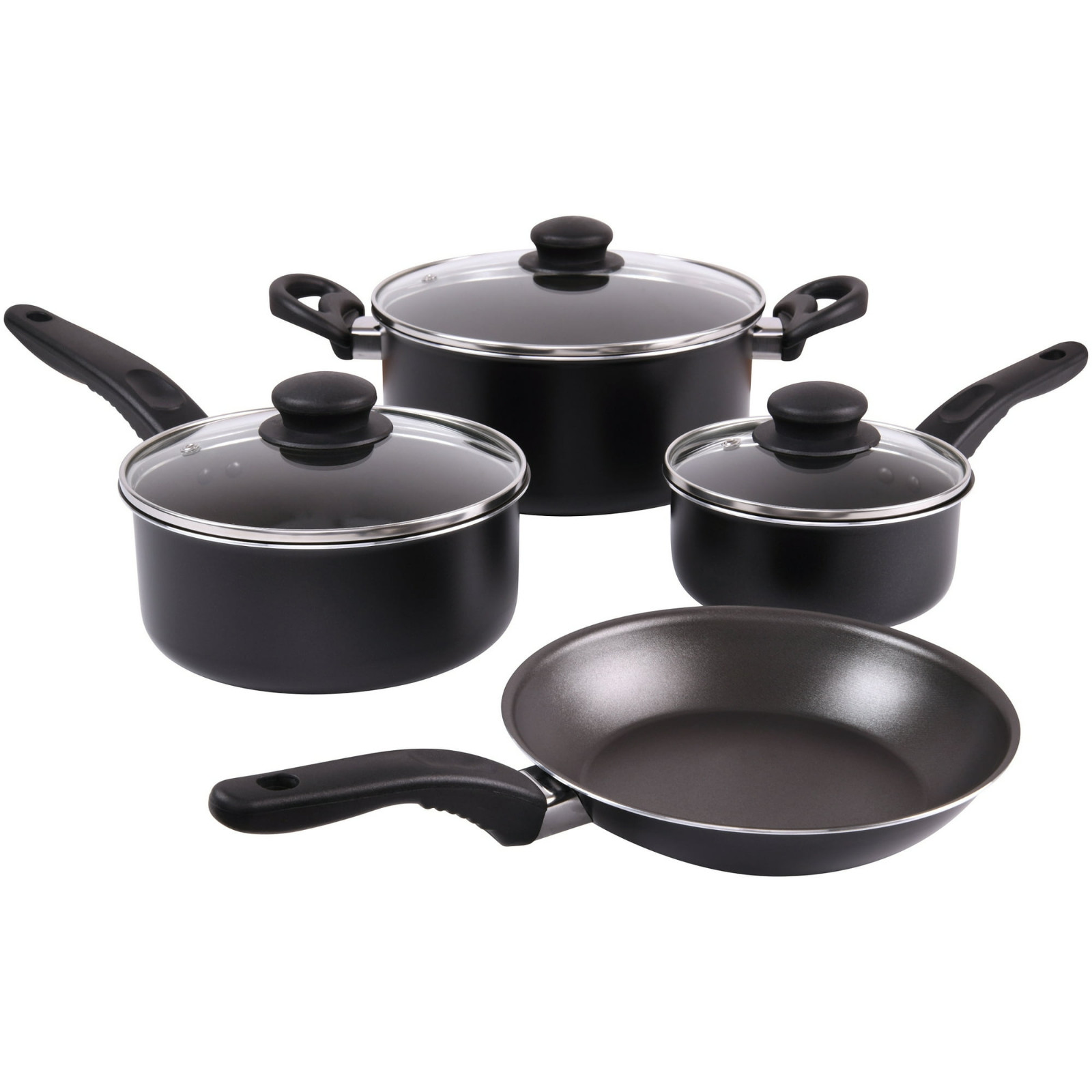Mainstays 7 Piece Nonstick Aluminum Pots and Pans Cookware Set, Green/ Black