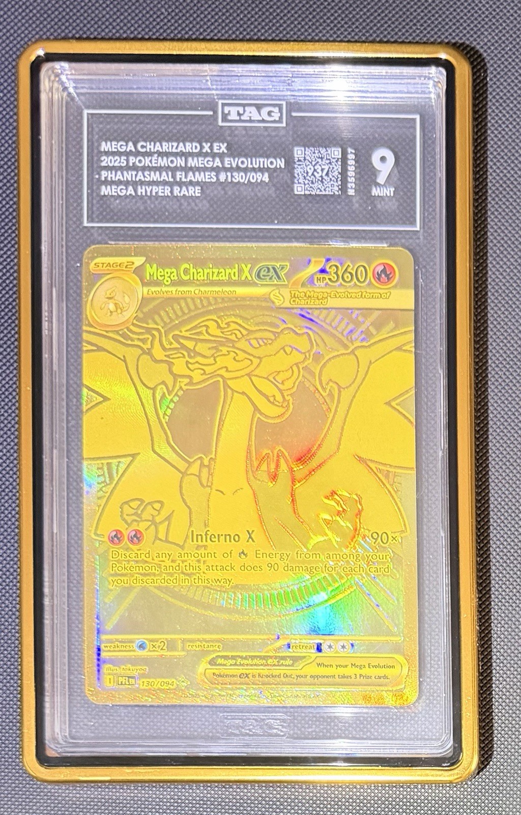 TAG 9 Mega Charizard Y EX 294/217 Me: Ascended Heroes Holo Mega HR + Gold Case