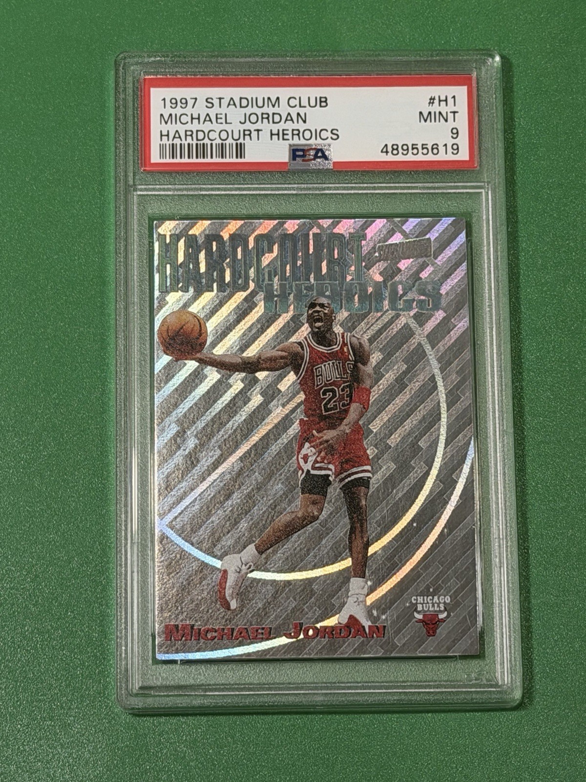 1997 Stadium Club MICHAEL JORDAN HARDCOURT HEROICS #H1 PSA 9 MINT CHICAGO BULLS