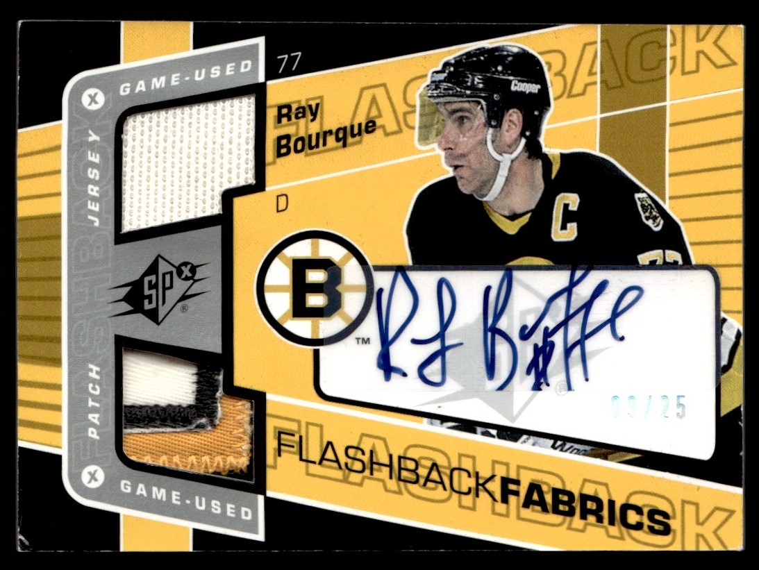 2007-08 SPx Flashback Fabrics Autograph Spectrum Ray Bourque Auto 09/25 Boston 2007-08 SPx Flashback Fabrics Autograph Spectrum Ray Bourque Auto 09/25 Boston