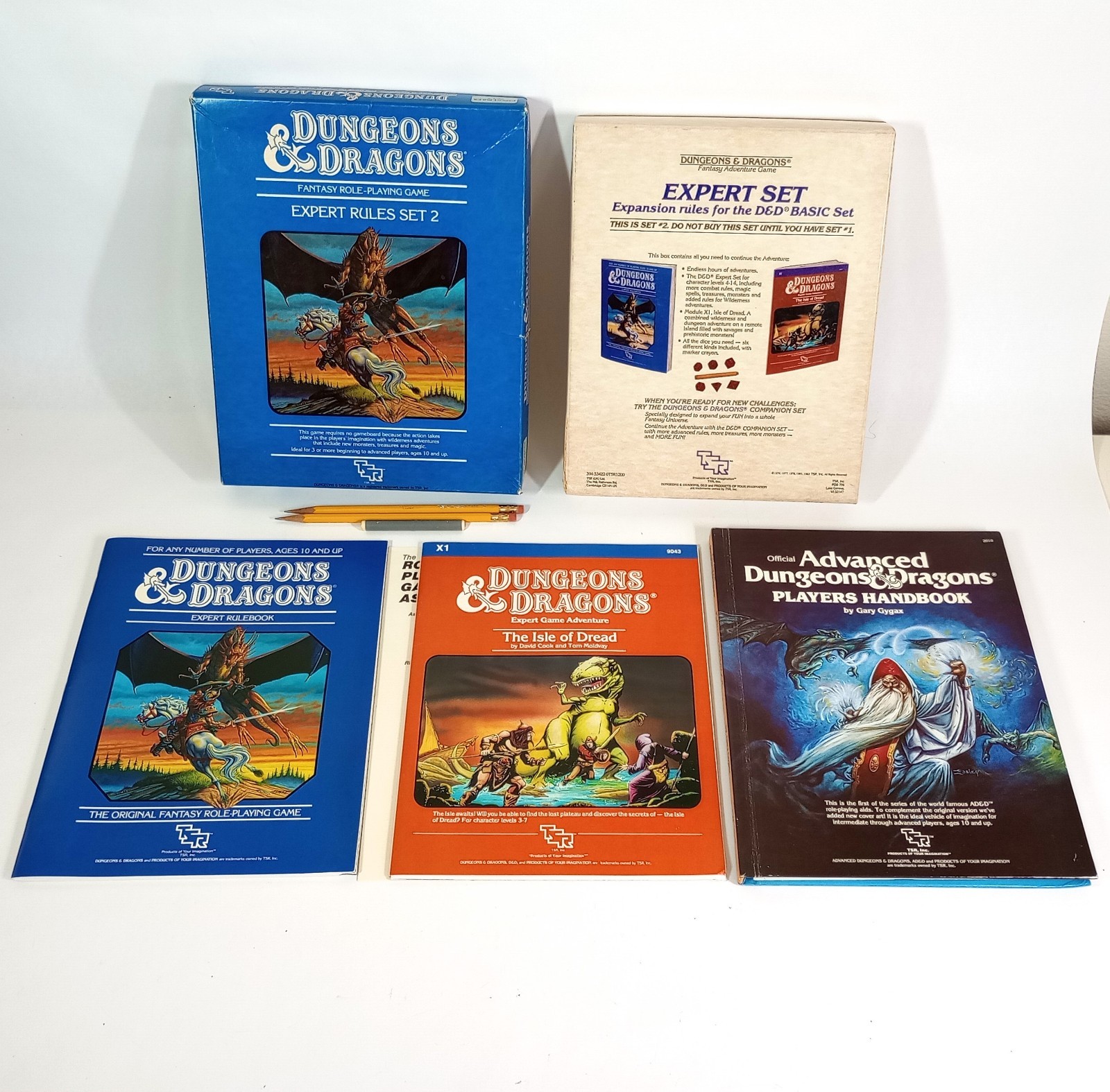 TSR D&D Dungeons & Dragons Set 2: Expert Rules Box + AD&D Players Handbook 1980