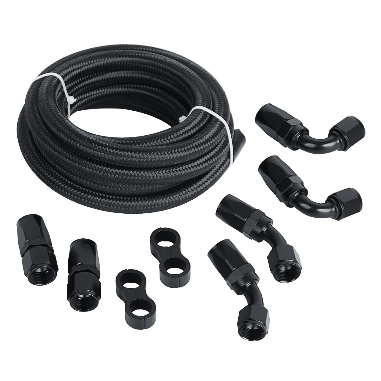 LokoCar 6AN Fuel Line Kit Nylon AN6 Braided Fuel Hose Fitting Kit CPE 10FT Black LokoCar 6AN Fuel Line Kit Nylon AN6 Braided Fuel Hose Fitting Kit CPE 10FT Black