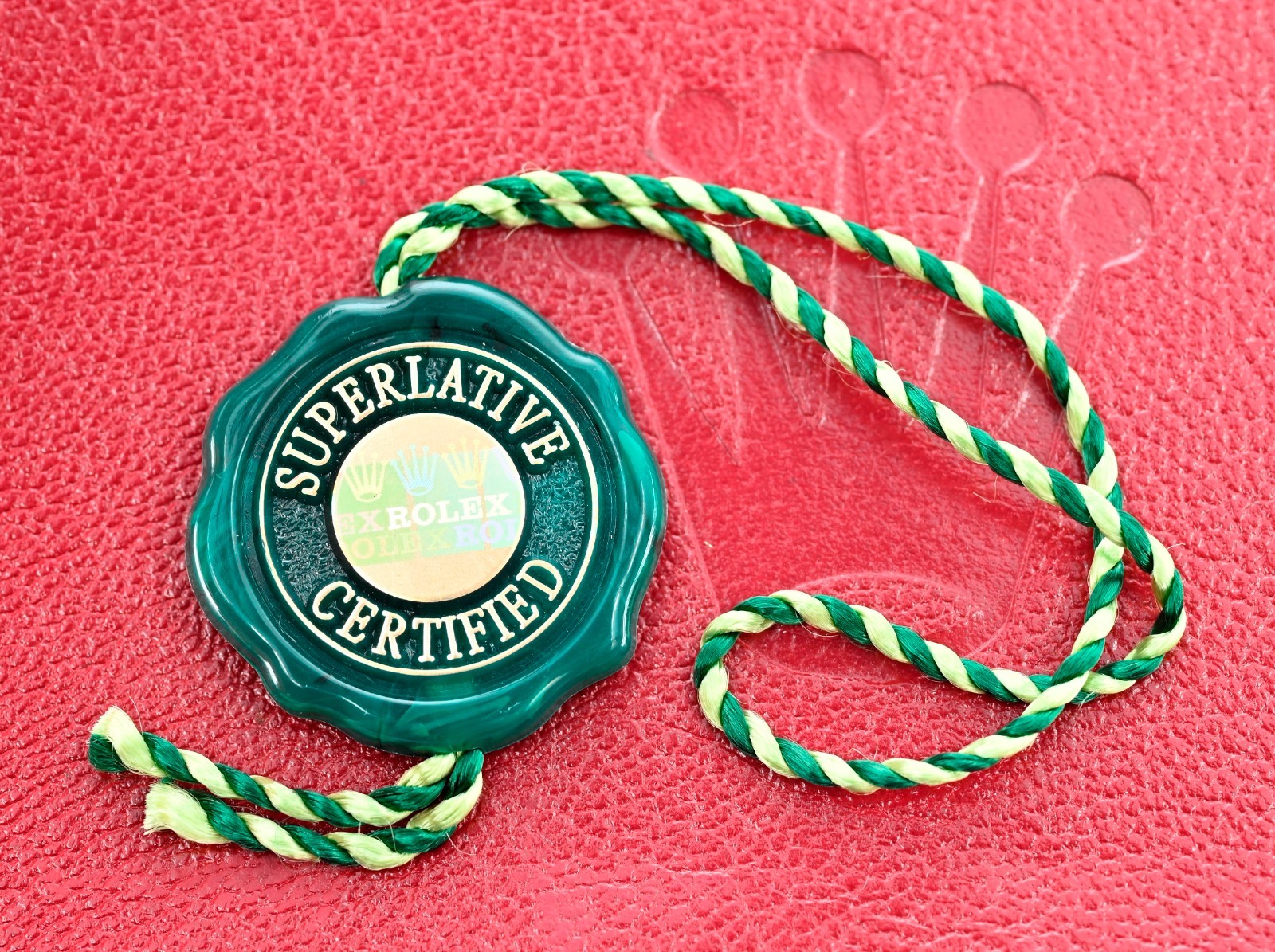 Genuine Rolex 2015-2025 Chronometer Green Hang Tag with Multi-Crown Hologram Genuine Rolex 2015-2025 Chronometer Green Hang Tag with Multi-Crown Hologram