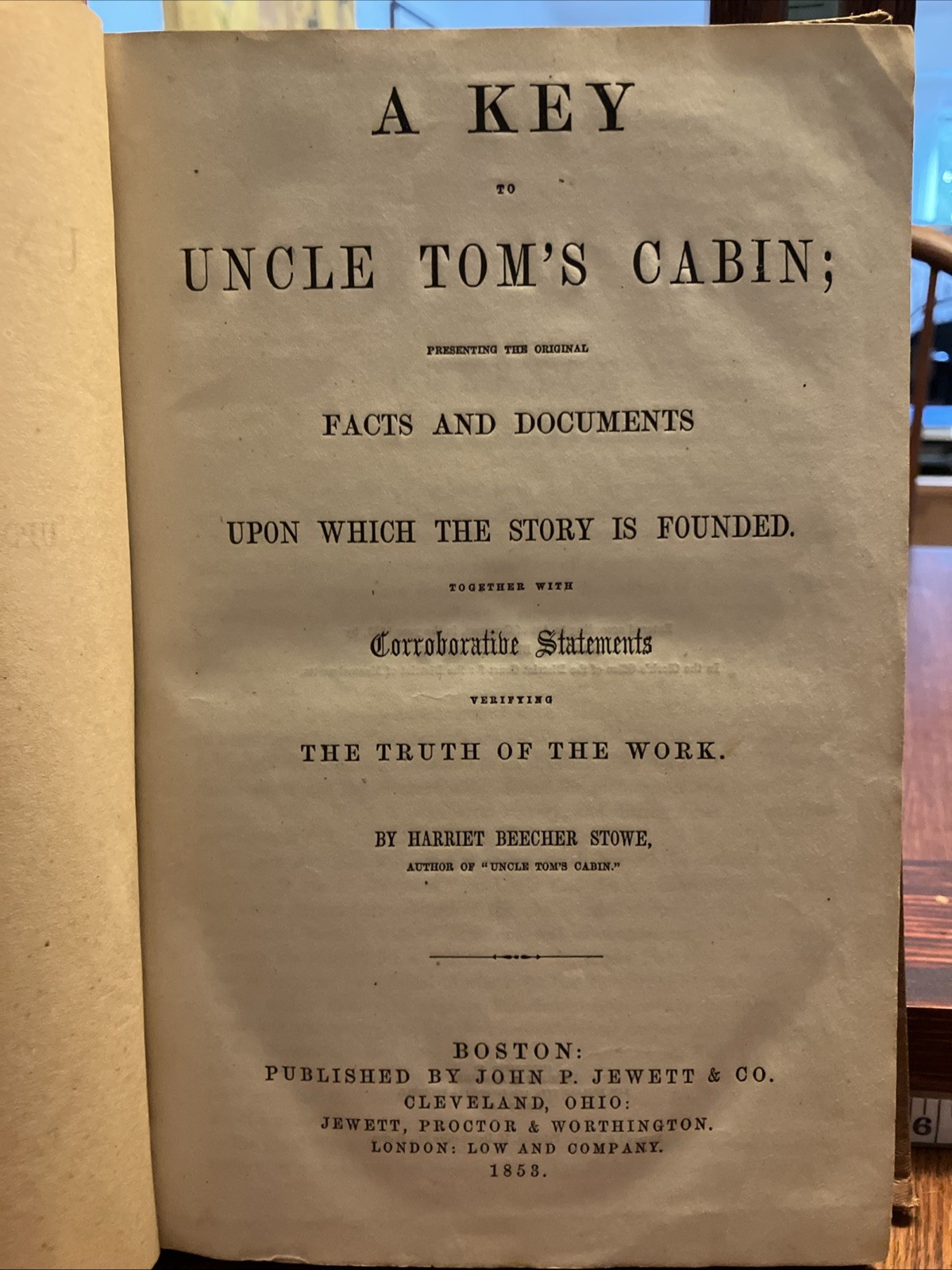 1853 – A Key to Uncle Tom's Cabin – Harriet Beecher Stowe | First Edition