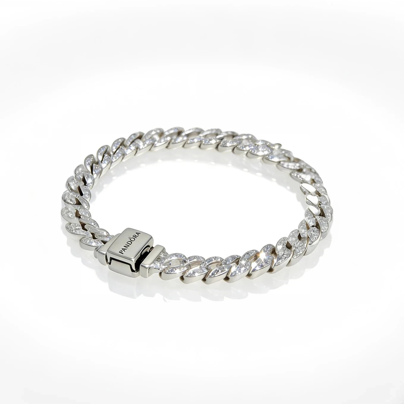 PANDORA S925 ALE TIMELESS PAVÉ CUBAN BRACELET AUTHENTIC 593008C01 