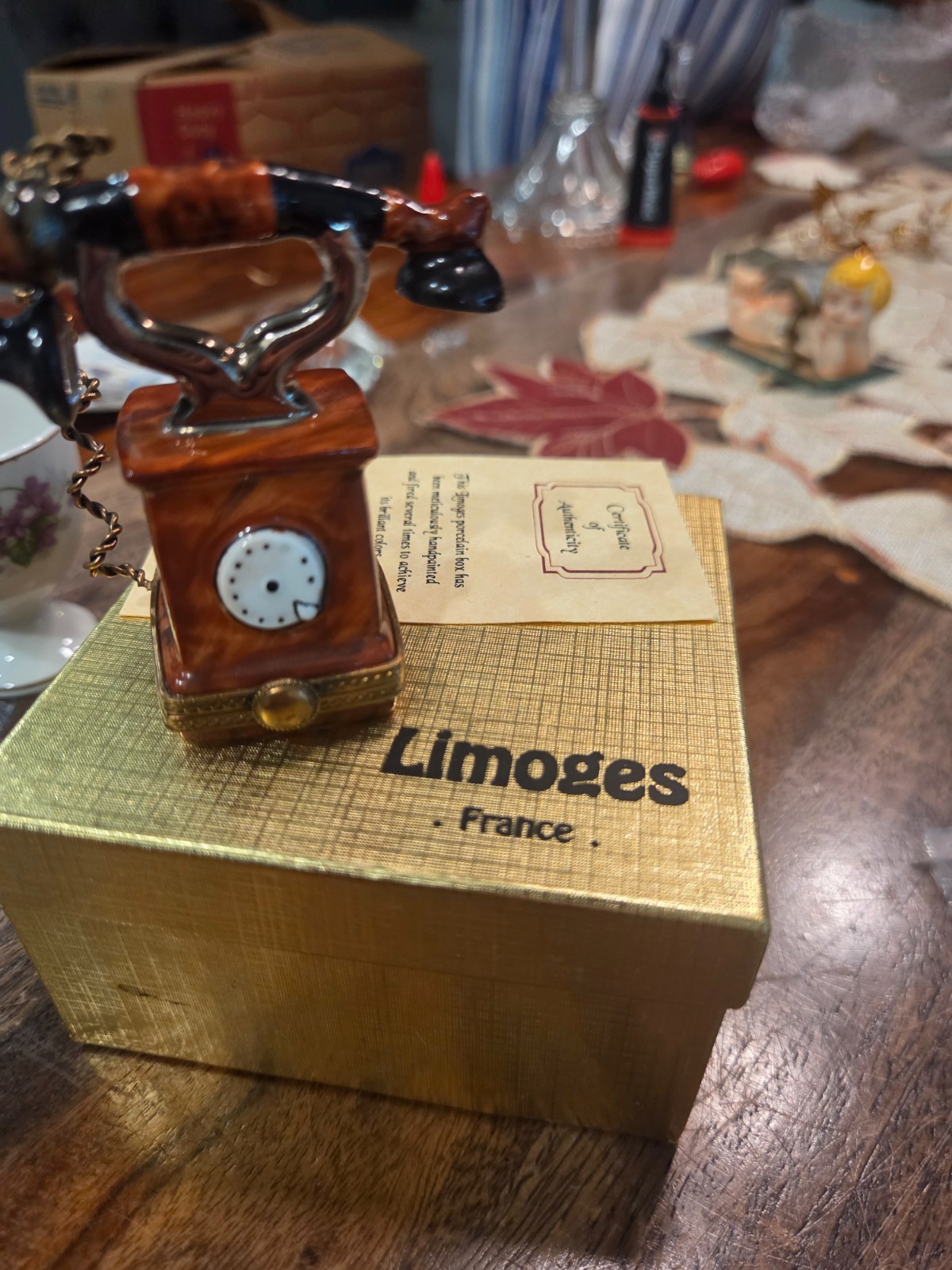 peint main limoges france hinged trinket box telephone peint main limoges france hinged trinket box telephone