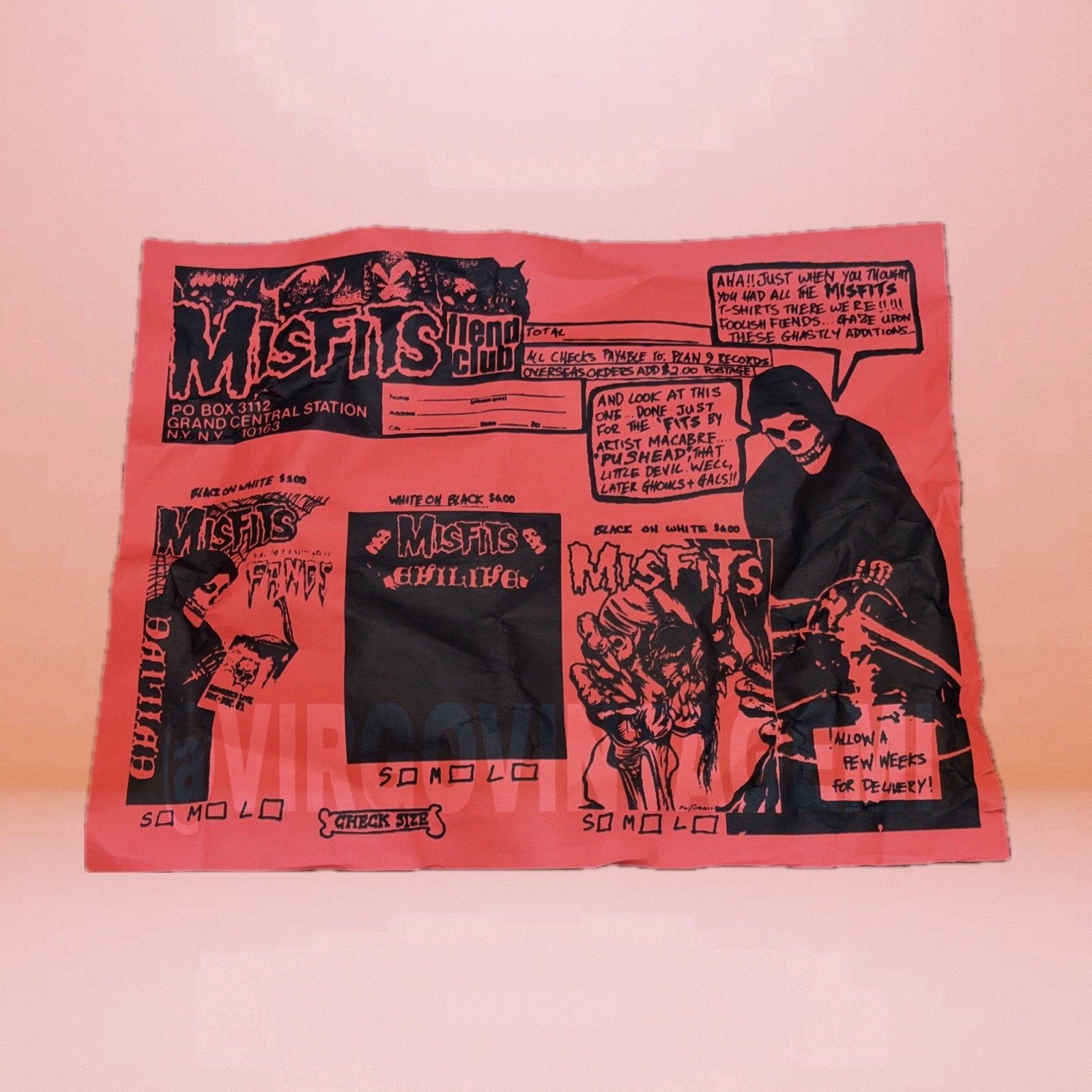 The Misfits Fiend Club T-Shirt Order Form Red Advertisement Flyer (1982)