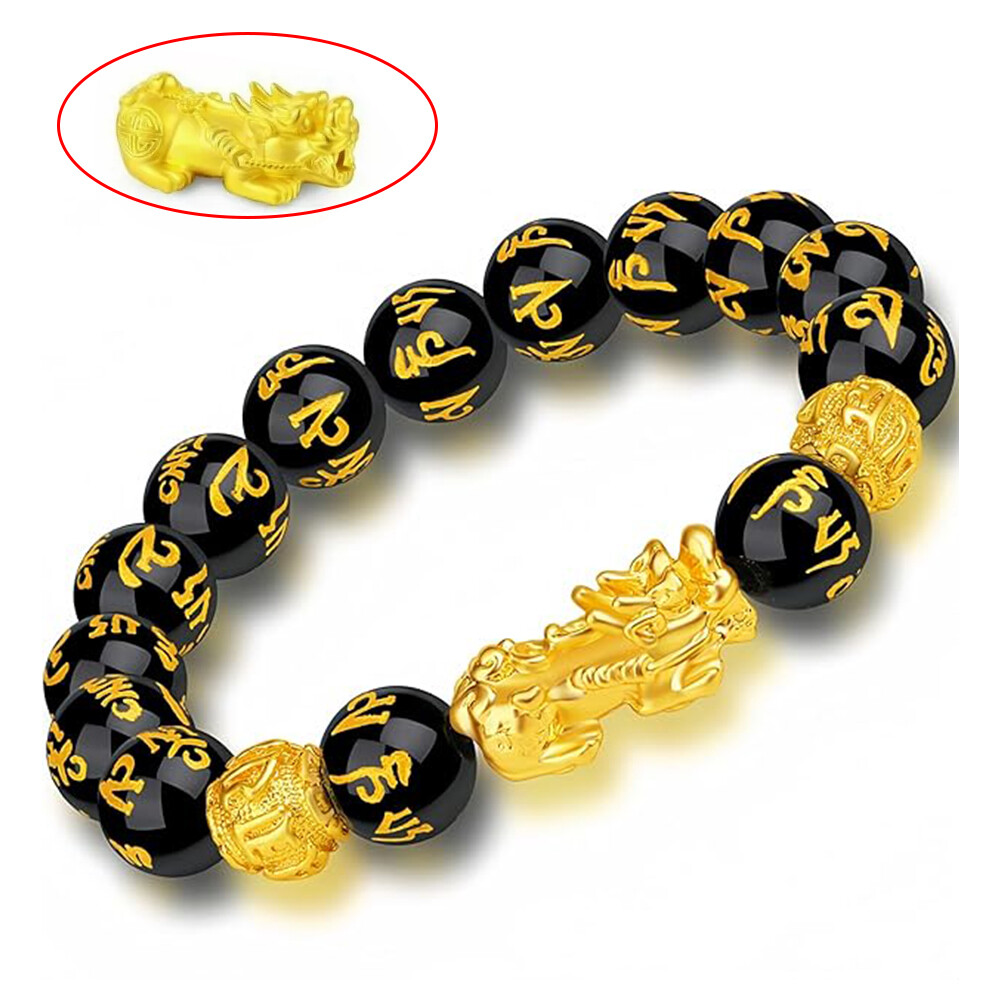 Feng Shui Black Obsidian Beads Pixiu Bracelet Attract Wealth Good Luck Jewelry Feng Shui Black Obsidian Beads Pixiu Bracelet Attract Wealth Good Luck Jewelry