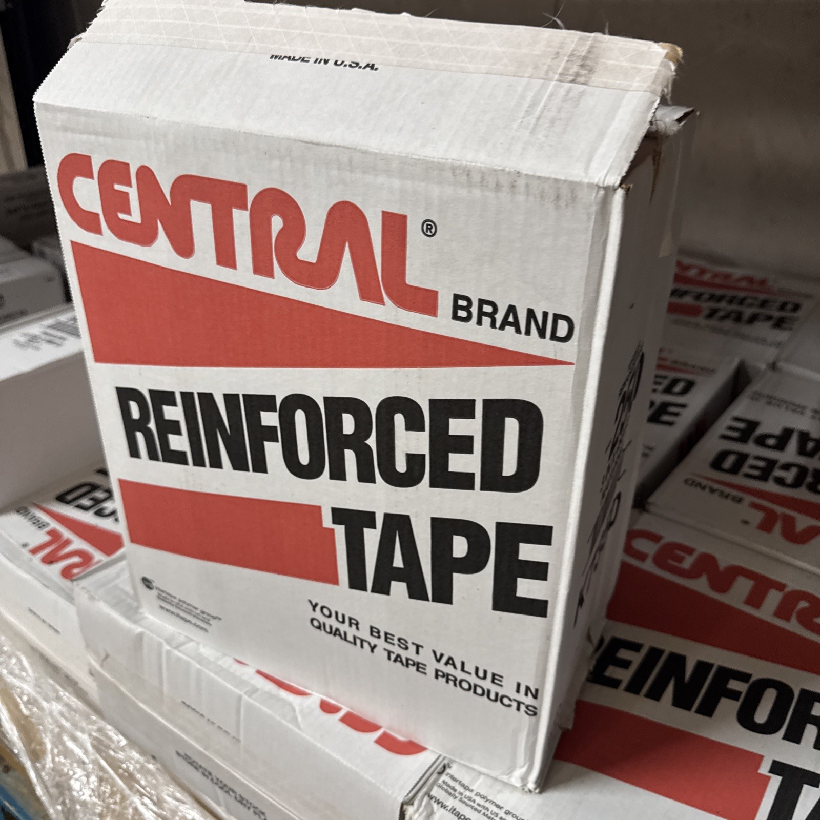 Central reinforced tape. Natural, 3in x 450ft. 10 rolls per case Central reinforced tape. Natural, 3in x 450ft. 10 rolls per case
