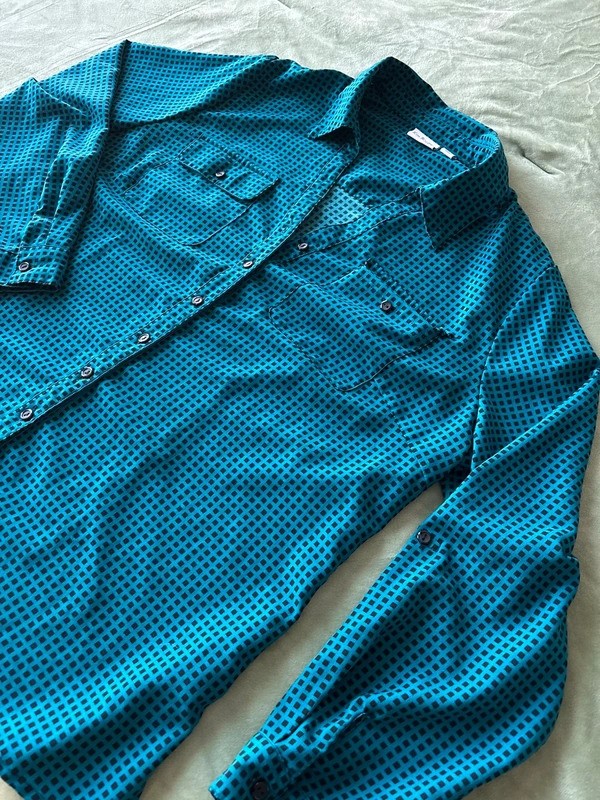 Kim Rogers Curvy Teal & Black Checkered Button-Down Shirt Women\'s 1X [COPY]