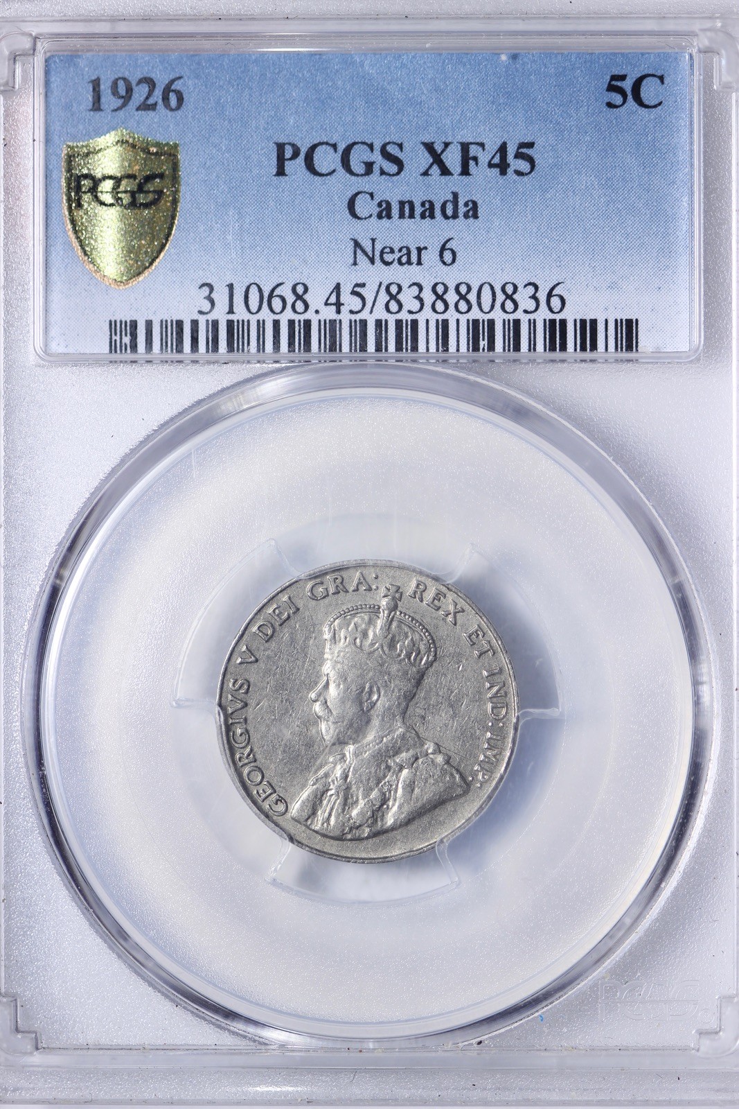 1926 Near 6 CANADA 5 Cents PCGS XF45 Tough Date SYRMB