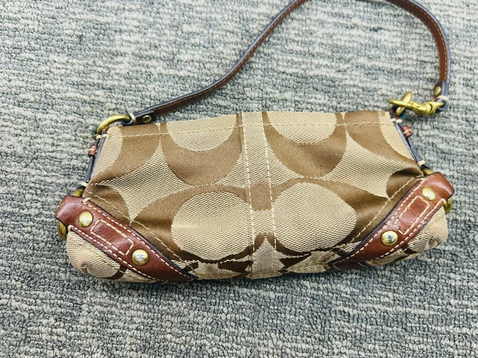 Coach 10730 Mini Carly Y2K Signature Monogram Demi Shoulder Bag Brown 3409217