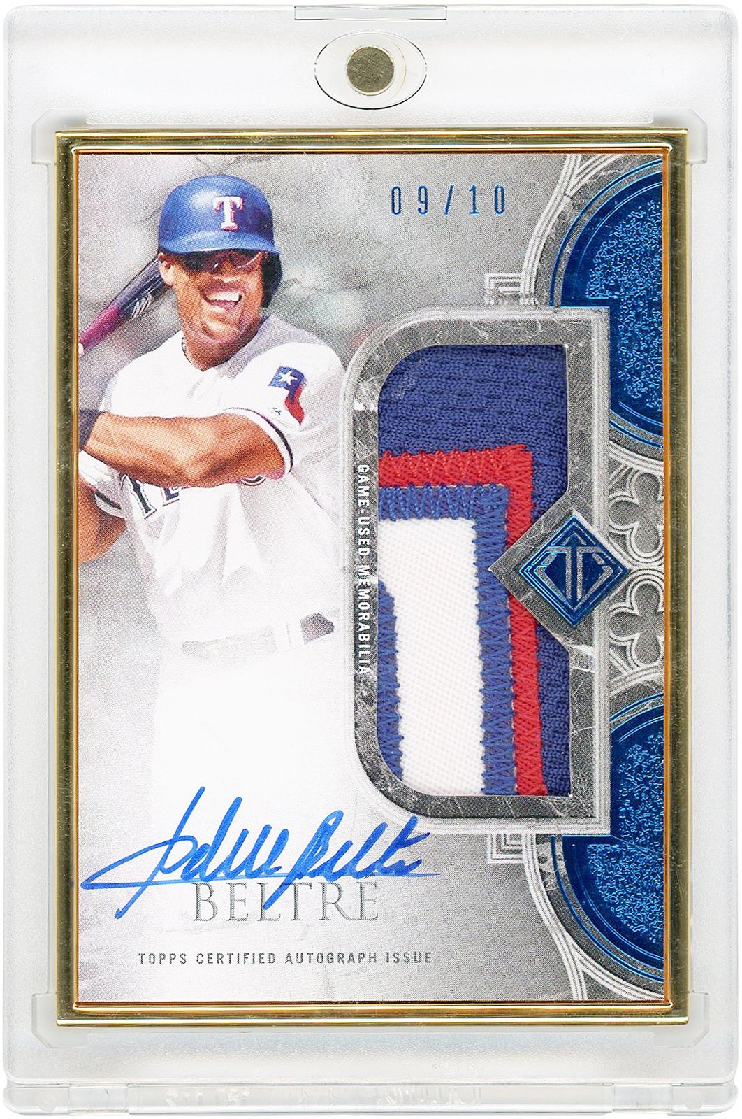 Adrian Beltre Rangers Signed 2023 Topps Transcendent Relic #TCPA-ABE #9/10 Card Adrian Beltre Rangers Signed 2023 Topps Transcendent Relic #TCPA-ABE #9/10 Card