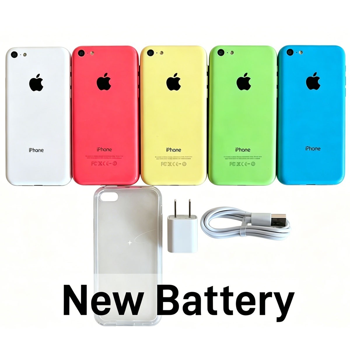Apple iPhone 5C Unlocked 8/16/32GB BLUE/PINK/WHITE/ YELLOW - New Battery