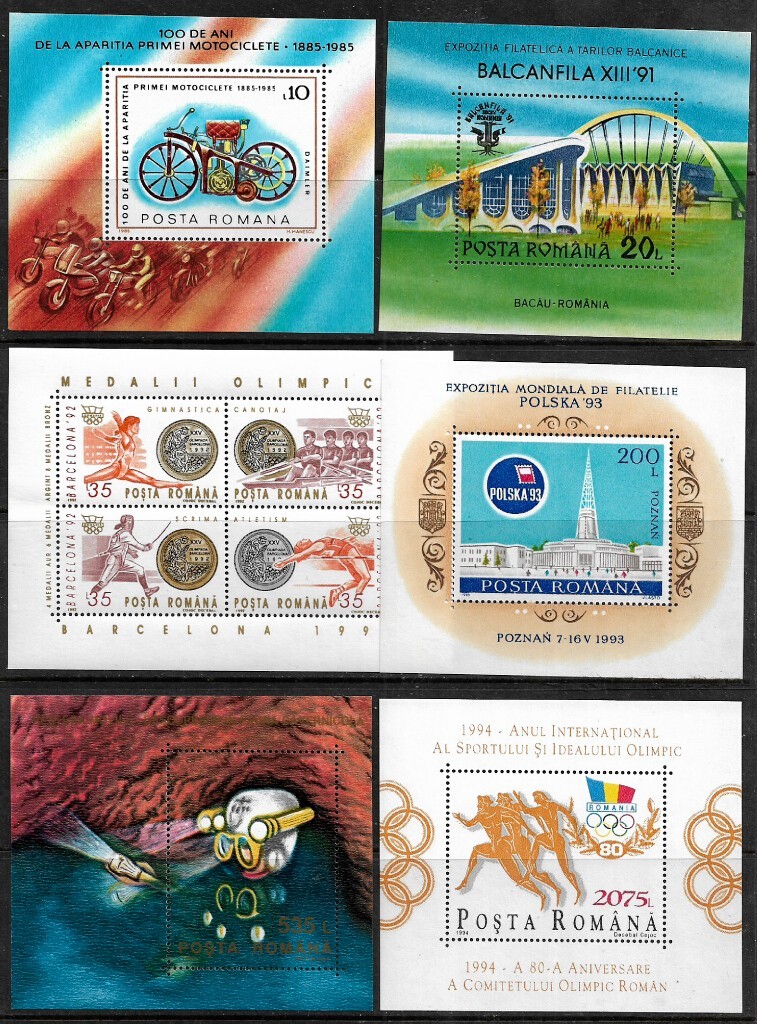 Romania Collection of 6 MNH Souvenir Sheets (002)