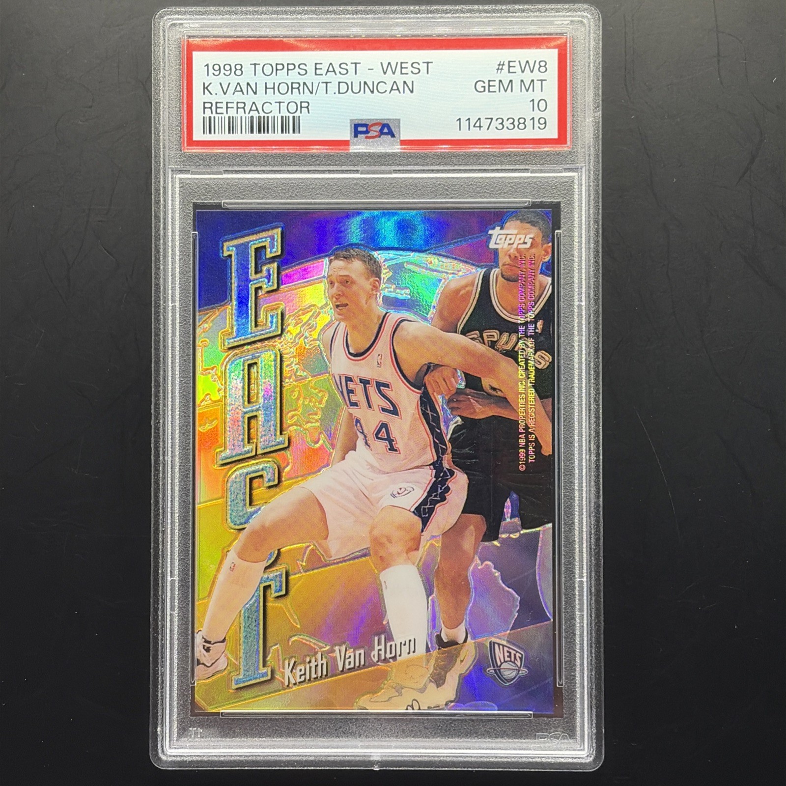 1998 Topps East - West Refractor Keith Van Horn / Tim Duncan #EW8 PSA 10