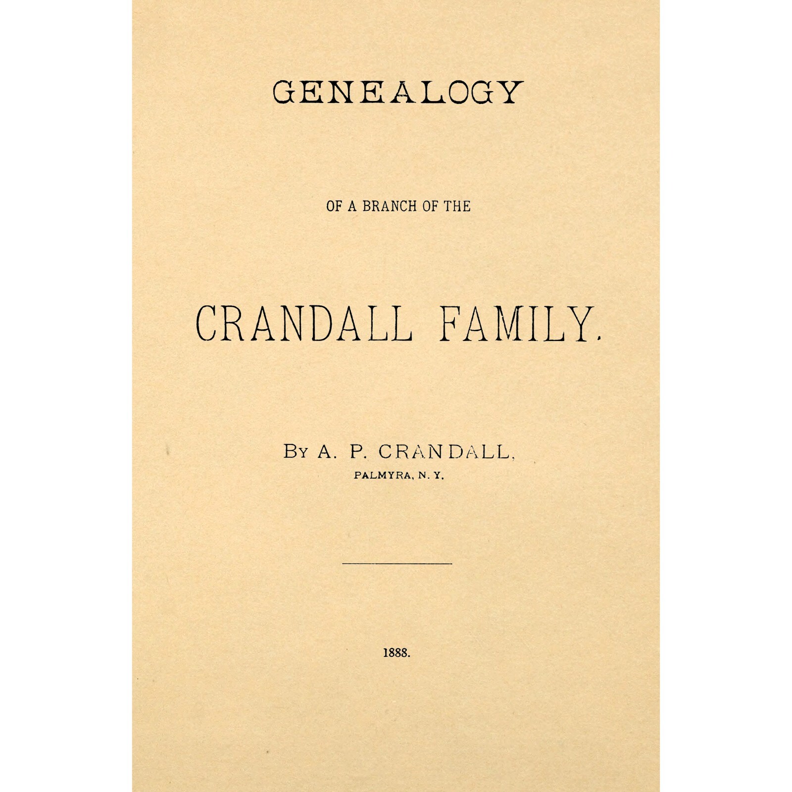 Genealogy of a branch of the Crandall family